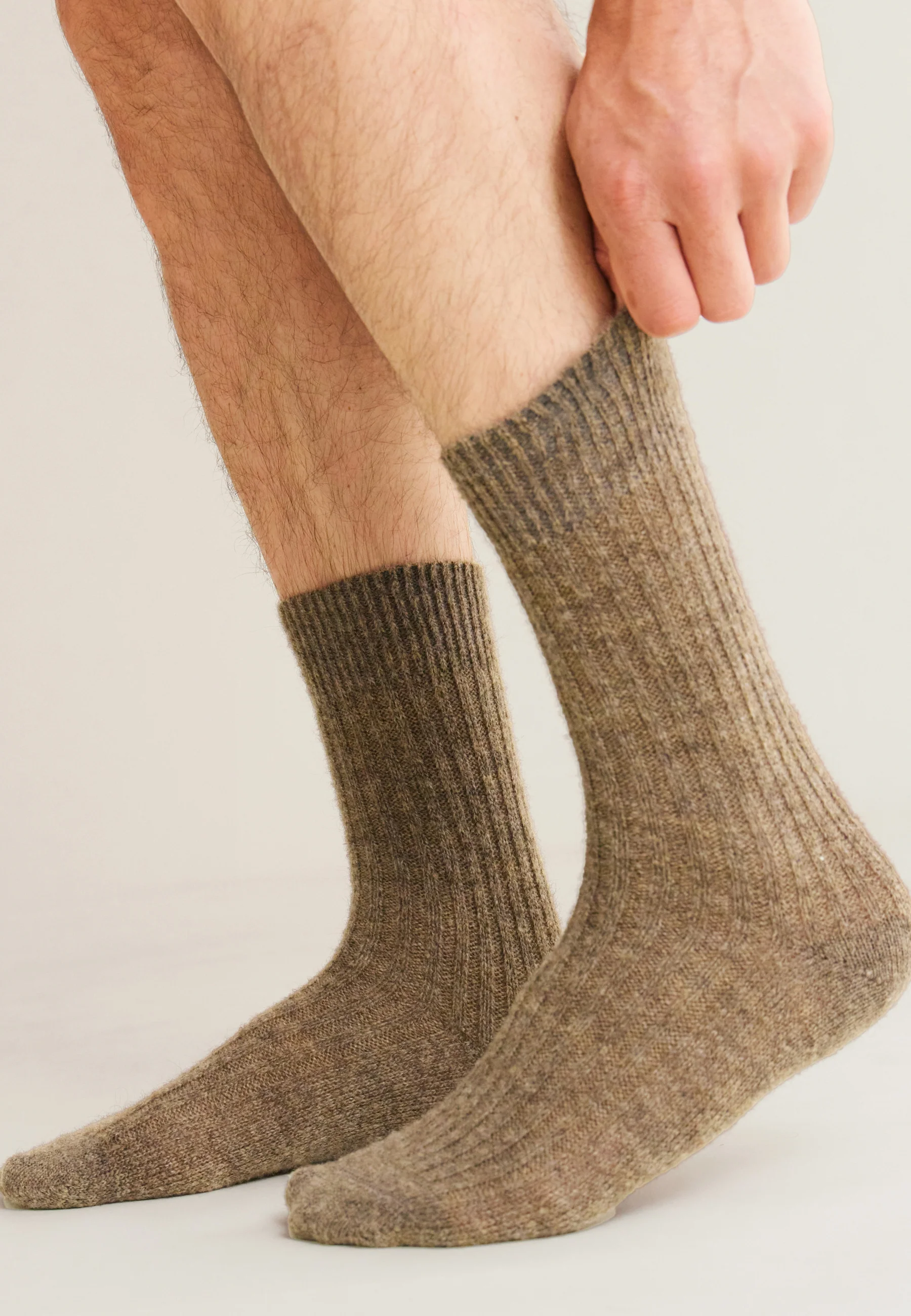 Chaussettes mi-hautes camel avec mohair - Andy Camel - Image 2