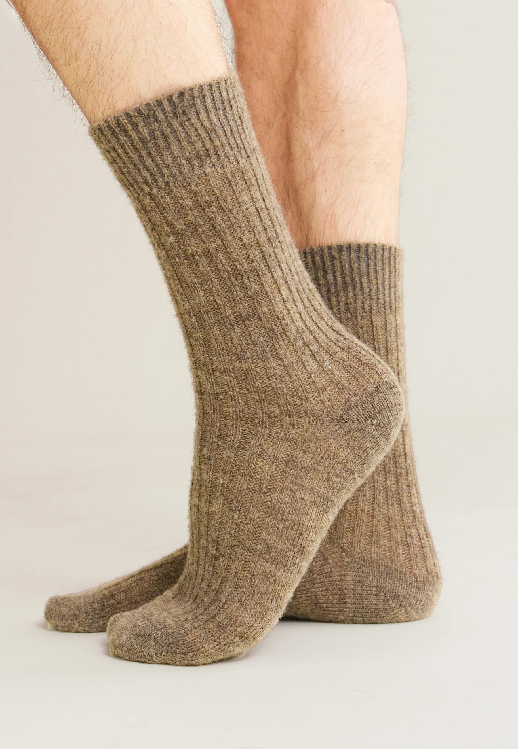 Chaussettes mi-hautes camel avec mohair - Andy Camel - Image 3