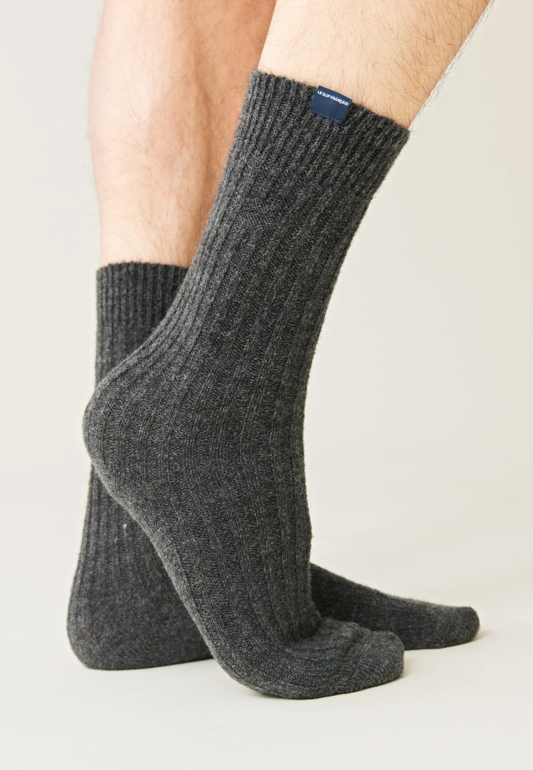 Chaussettes mi-hautes grises avec mohair - Andy Gris Chine - Image 3