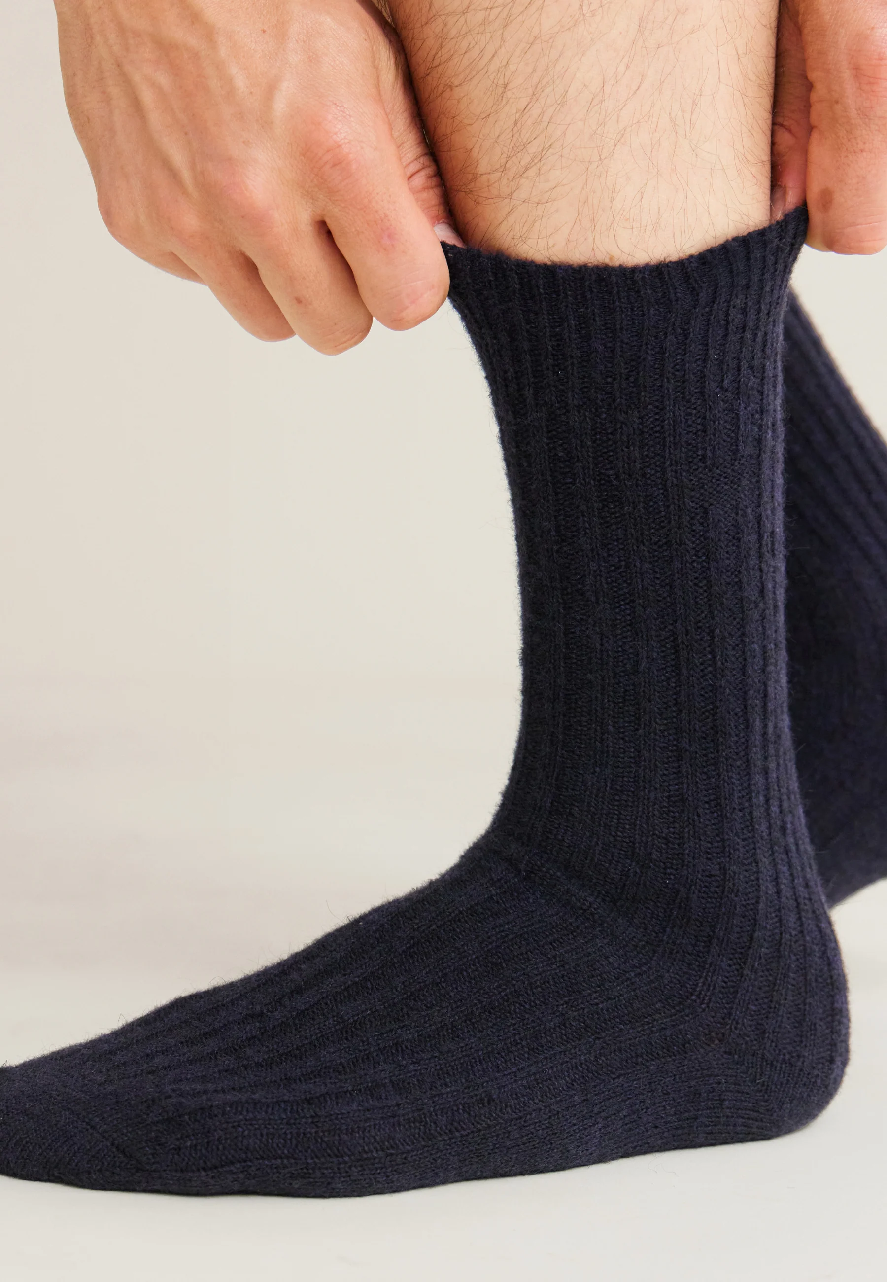 Chaussettes mi-hautes bleu marine en mohair - Andy Marine Lsf - Image 3