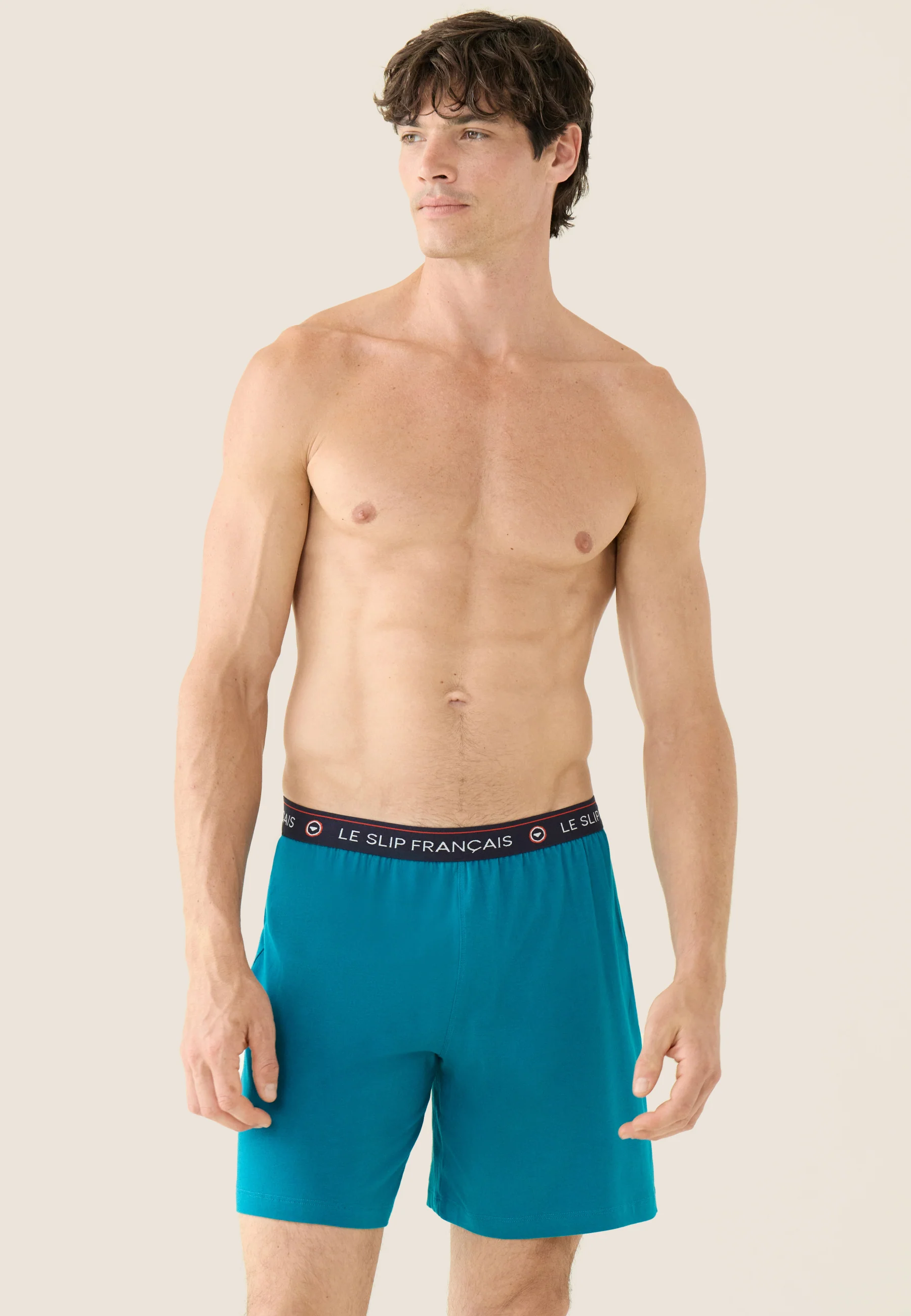 Bas de pyjama court bleu en coton - Invincible Topaz - Image 3