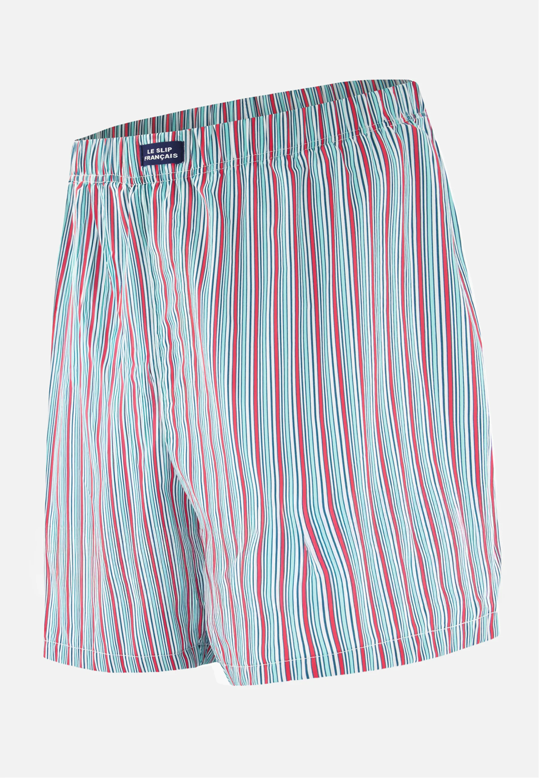 Bas de pyjama court à rayures matelas rose en coton - Jacquot Rayure Matelas Rose Cerise - Image 4