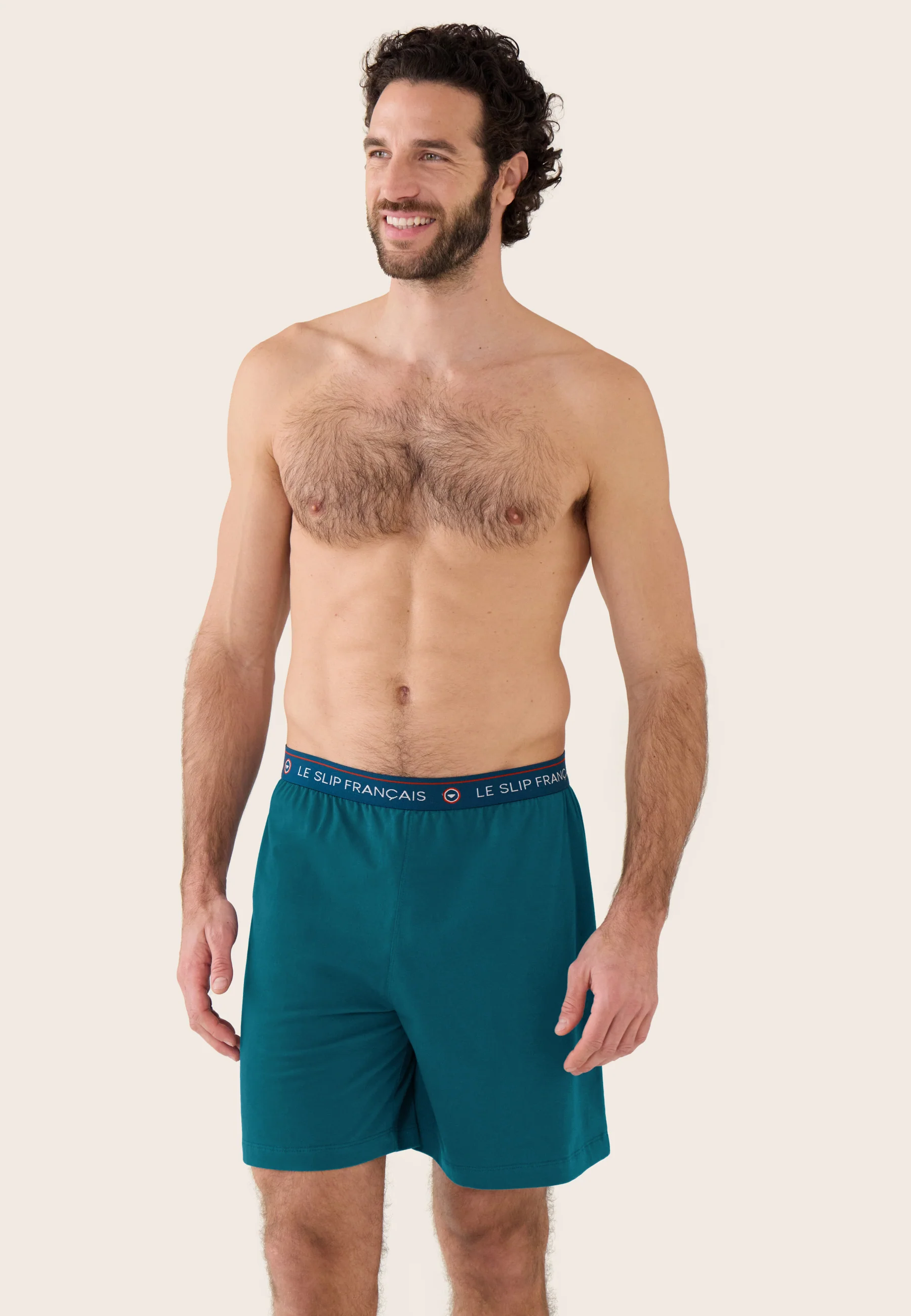 Bas de pyjama court bleu en coton - Invincible Bleu Canard