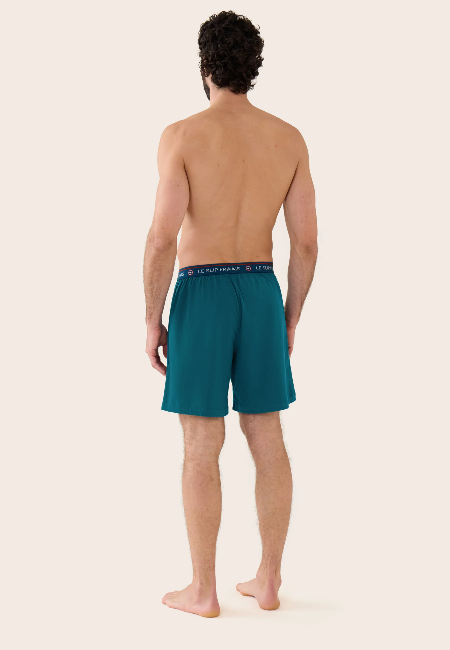 Bas de pyjama court bleu en coton - Invincible Bleu Canard - Image 3