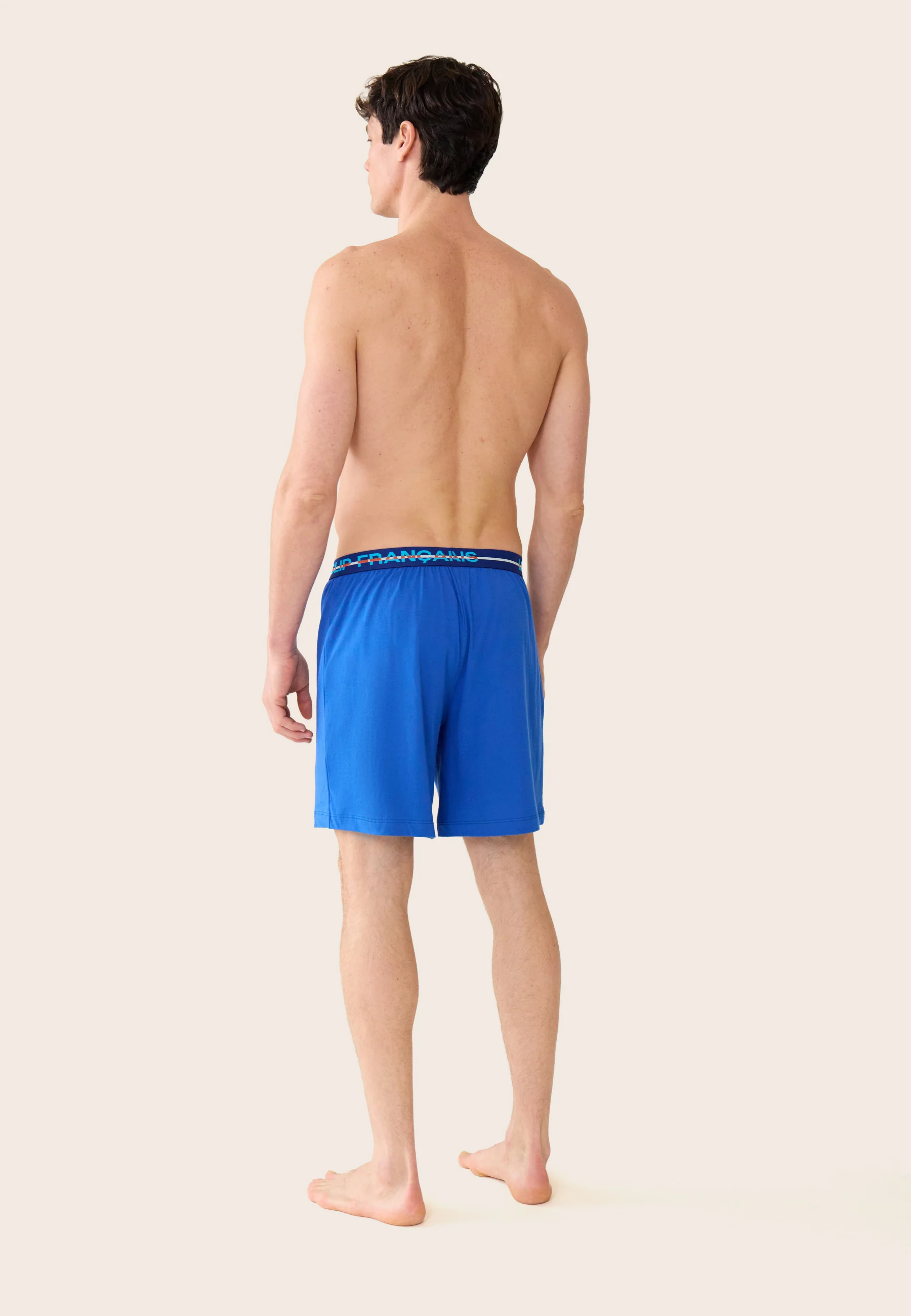 Bas de pyjama court bleu en coton - Invincible Bleu Nautique - Image 3