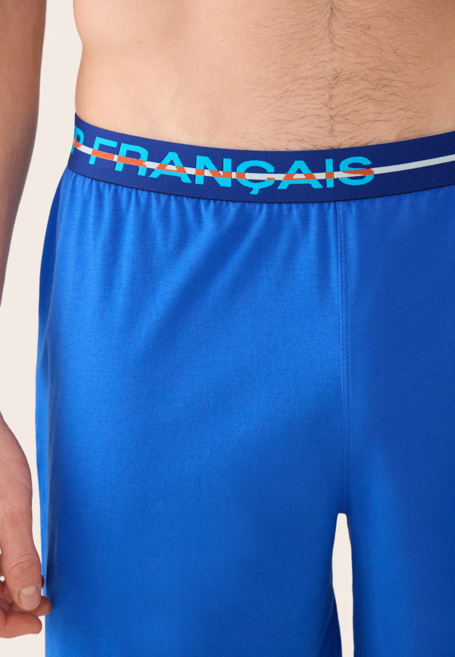 Bas de pyjama court bleu en coton - Invincible Bleu Nautique - Image 4