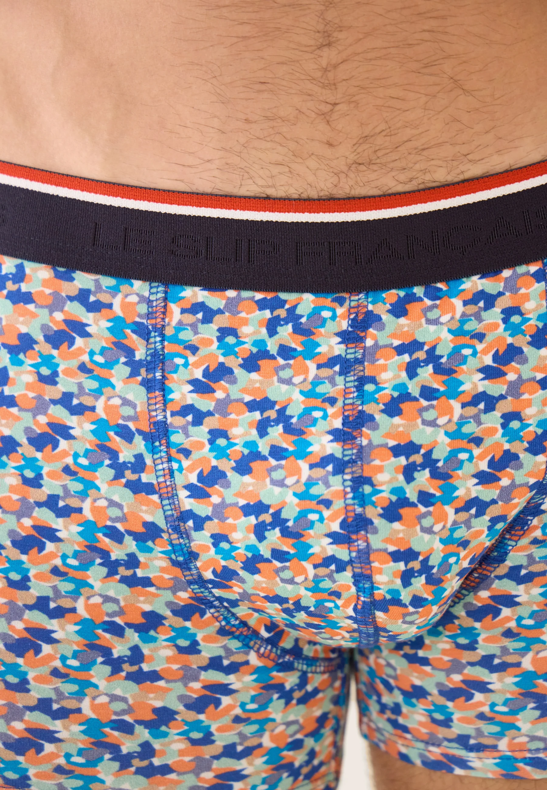 Boxer bleu à motif confetti en coton - Marius Confetti Bleu Nautique - Image 4