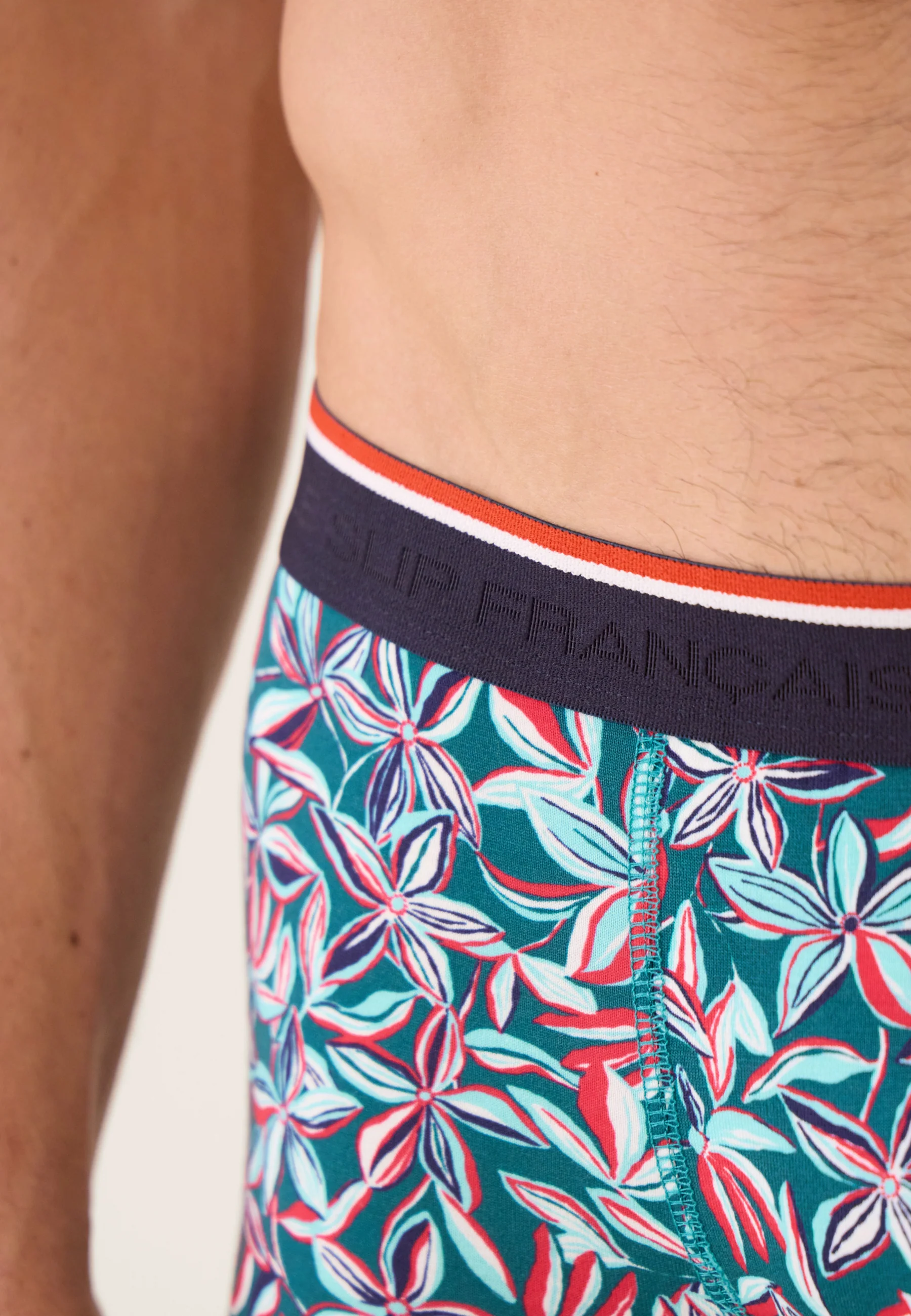 Boxer bleu à motif jasmin en coton - Marius Jasmin Bleu Canard - Image 4