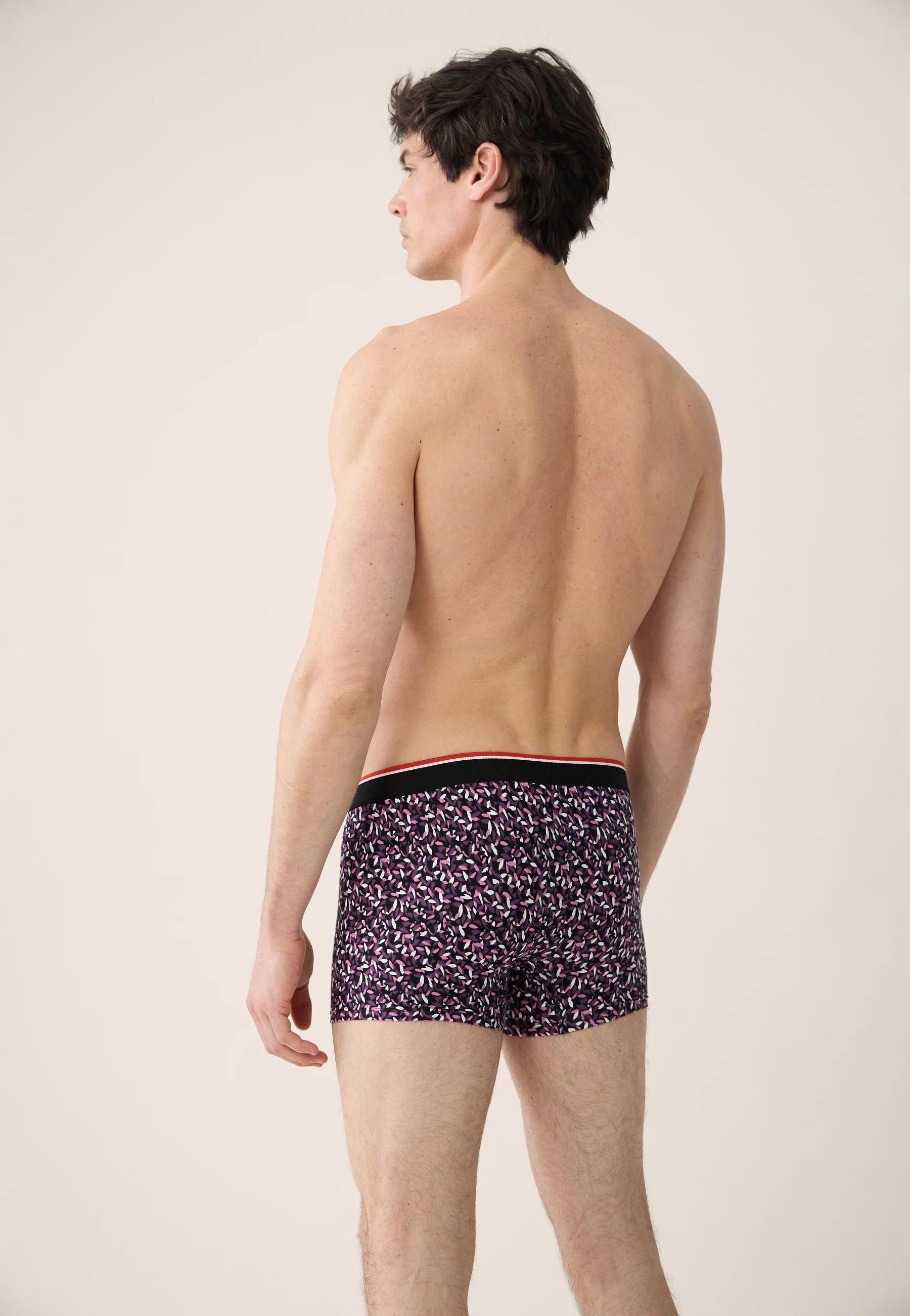 Boxer prune à motif gavotte en coton - Marius Gavotte Prune - Image 3