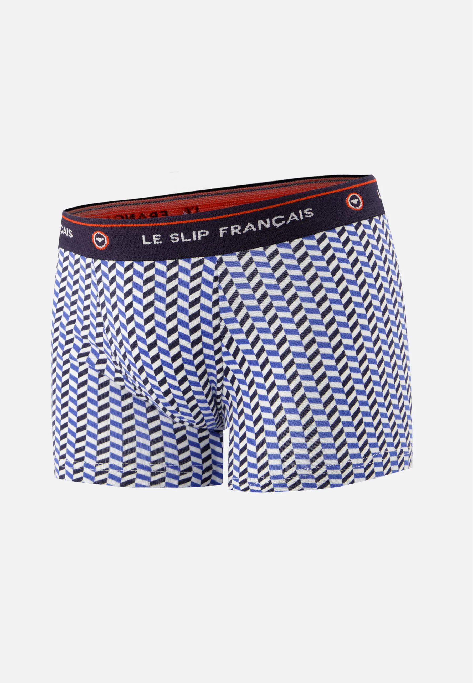Boxer enfant bleu chevron en coton - Petit Joseph Chevron Bleu Poussiere - Image 2