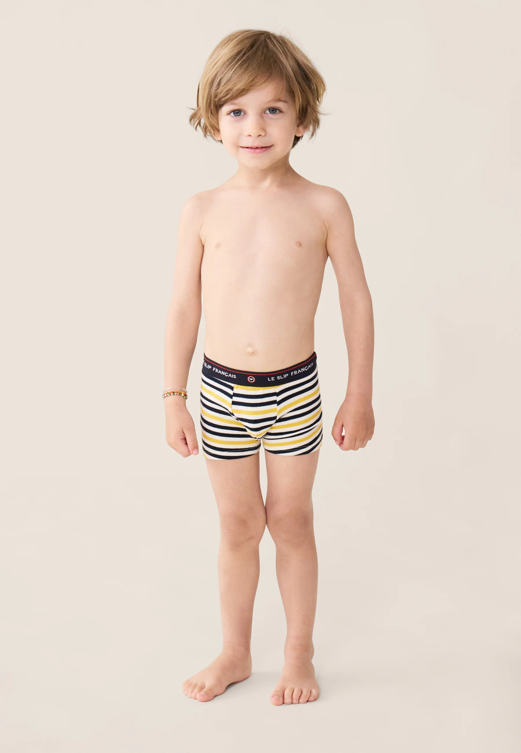 Boxer enfant à rayures jaunes en coton - Petit Joseph Rayures Jaune - Image 4
