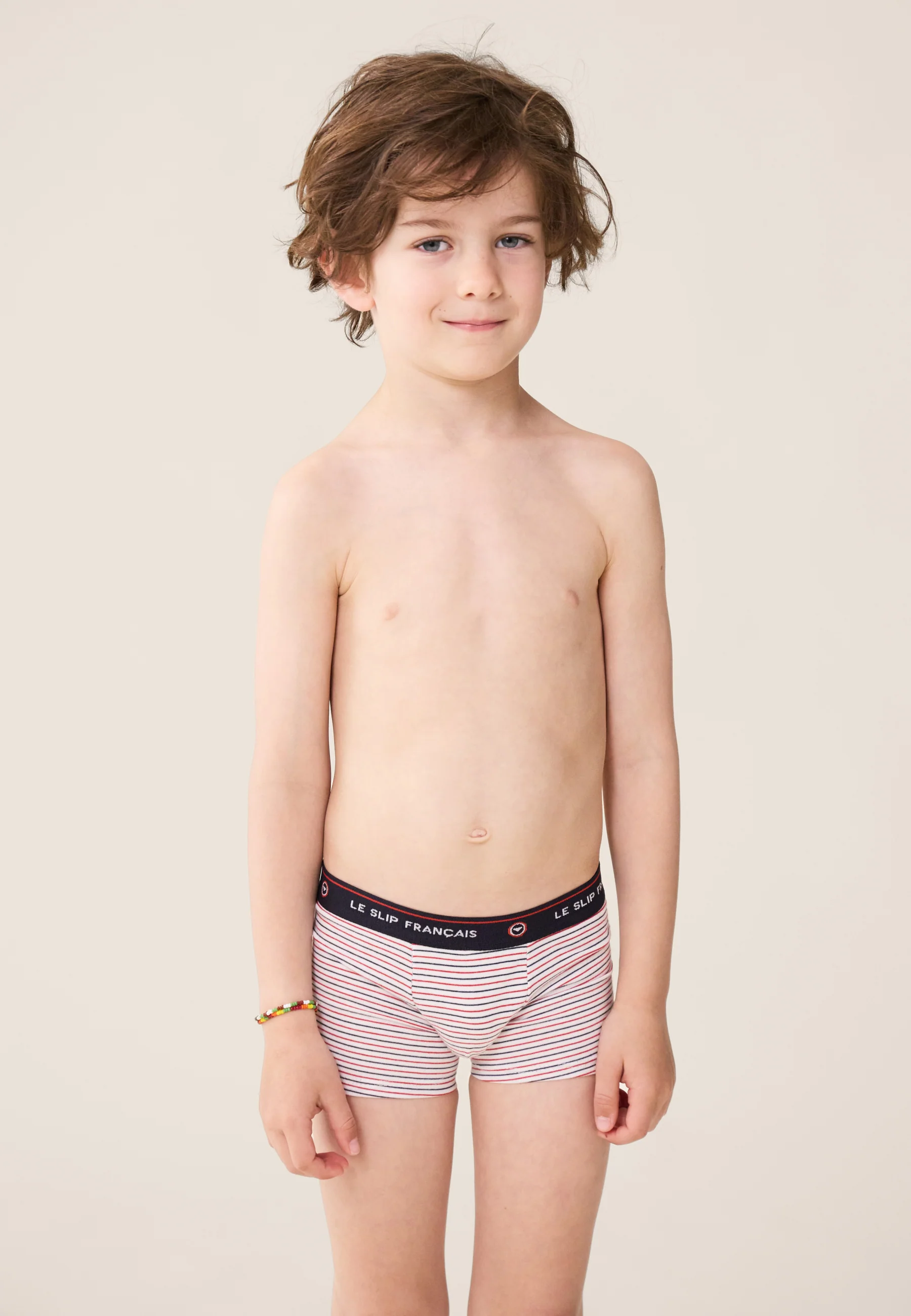 Boxer enfant à rayures bleu blanc rouge en coton - Petit Joseph Rayures Bbr
