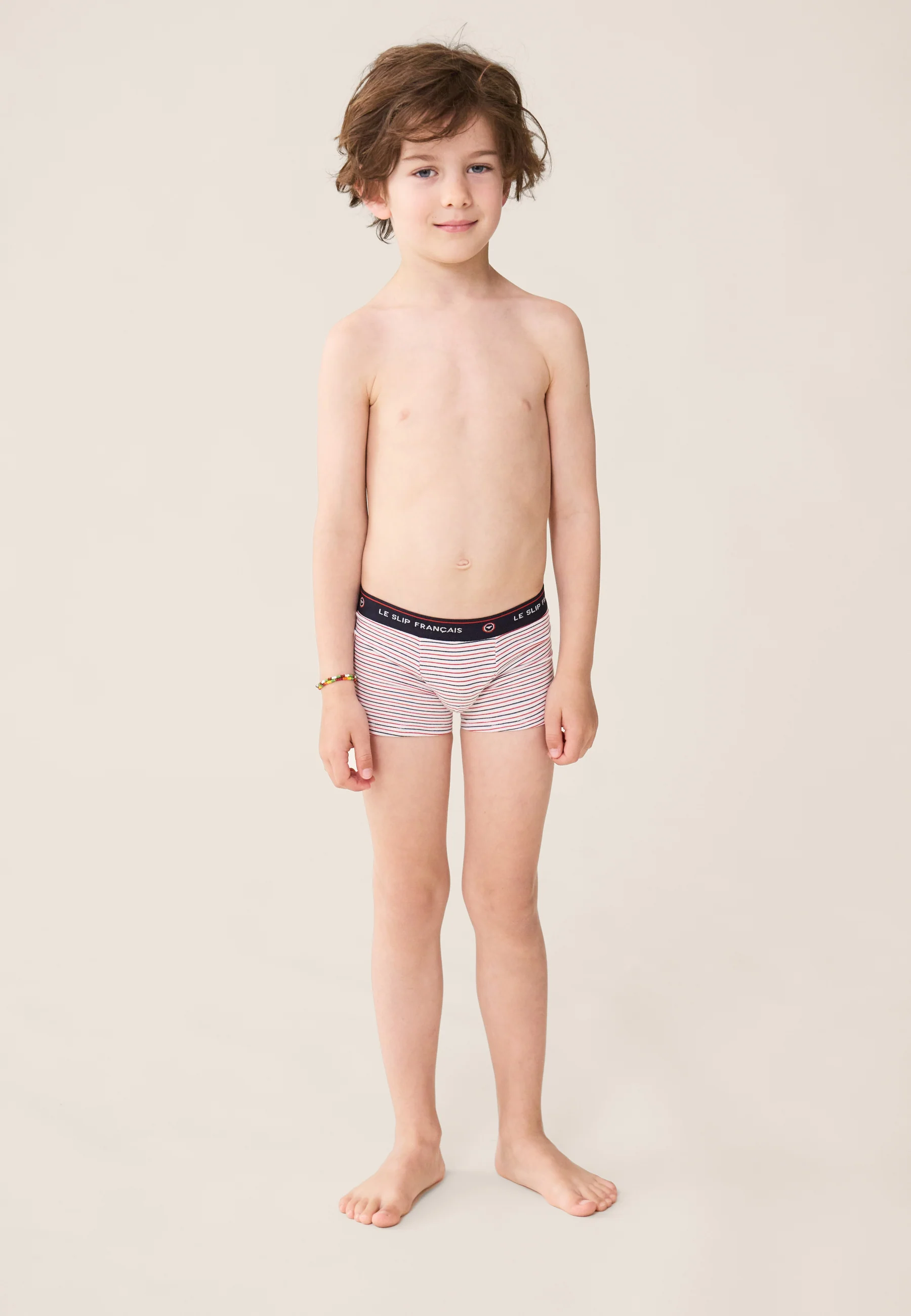 Boxer enfant à rayures bleu blanc rouge en coton - Petit Joseph Rayures Bbr - Image 4