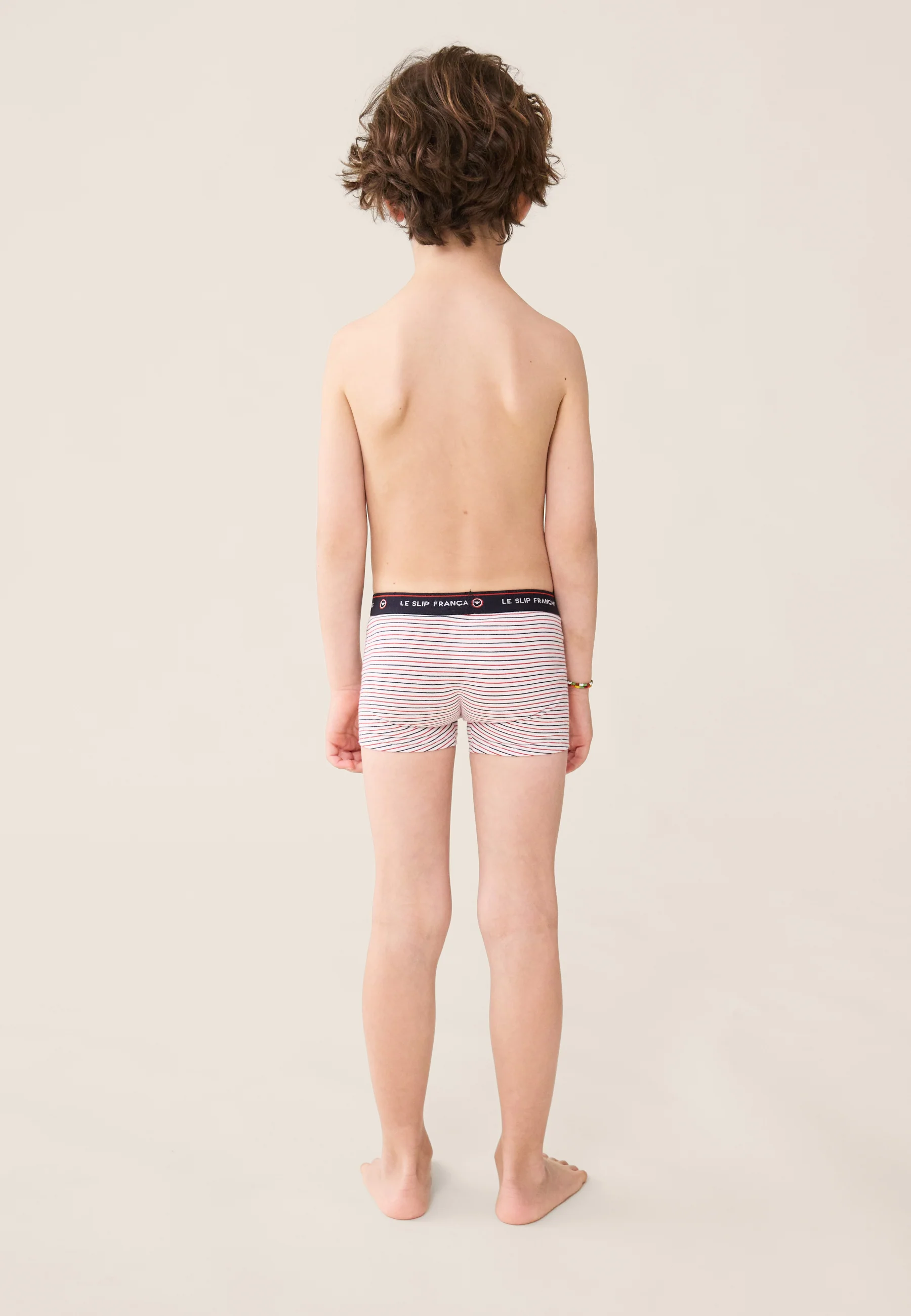 Boxer enfant à rayures bleu blanc rouge en coton - Petit Joseph Rayures Bbr - Image 5