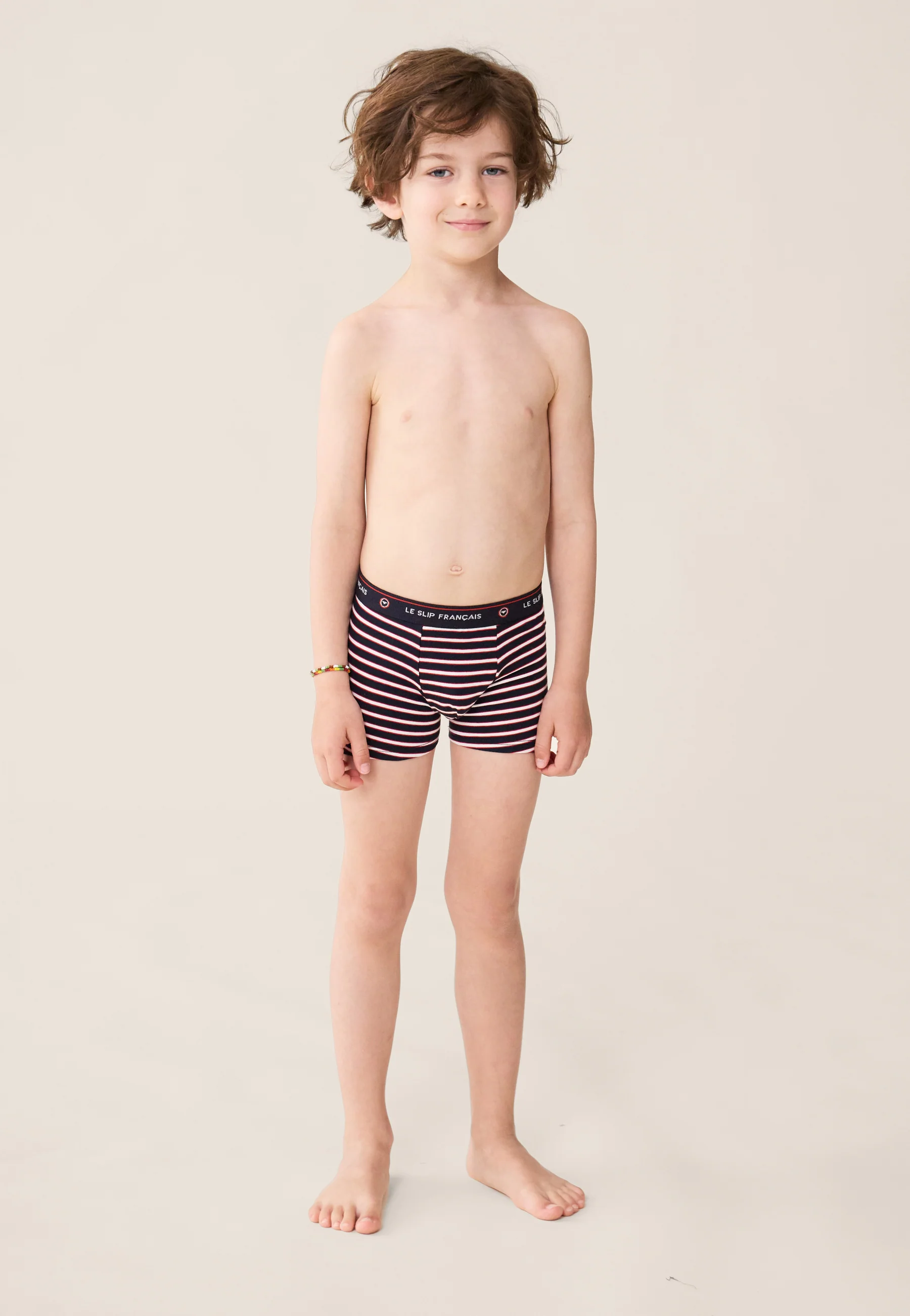 Boxer enfant à rayures tricolores en coton - Petit Joseph Rayure Tricolore - Image 4