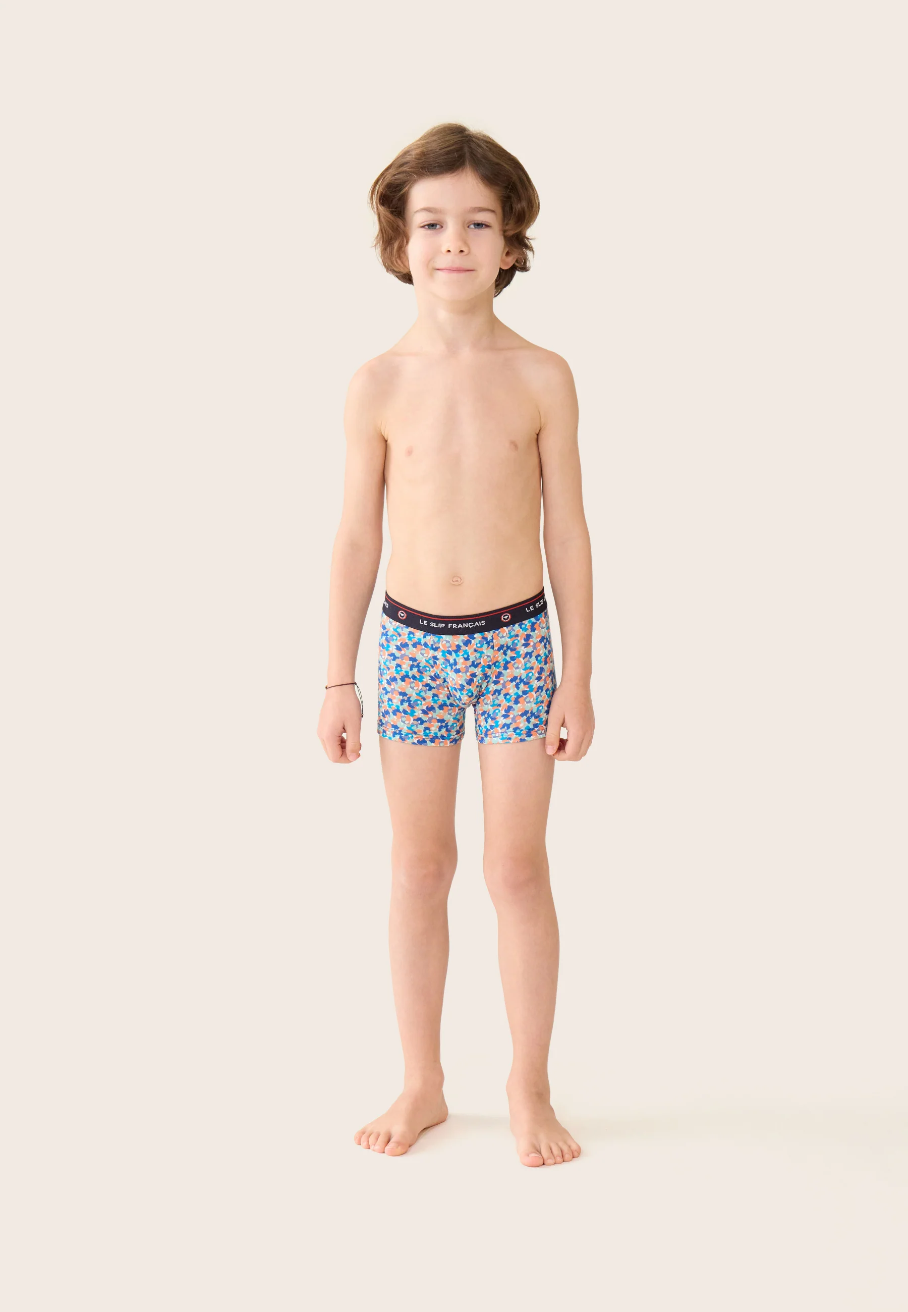 Boxer enfant bleu à motif confetti en coton - Petit Joseph Confetti Bleu Nautique - Image 3