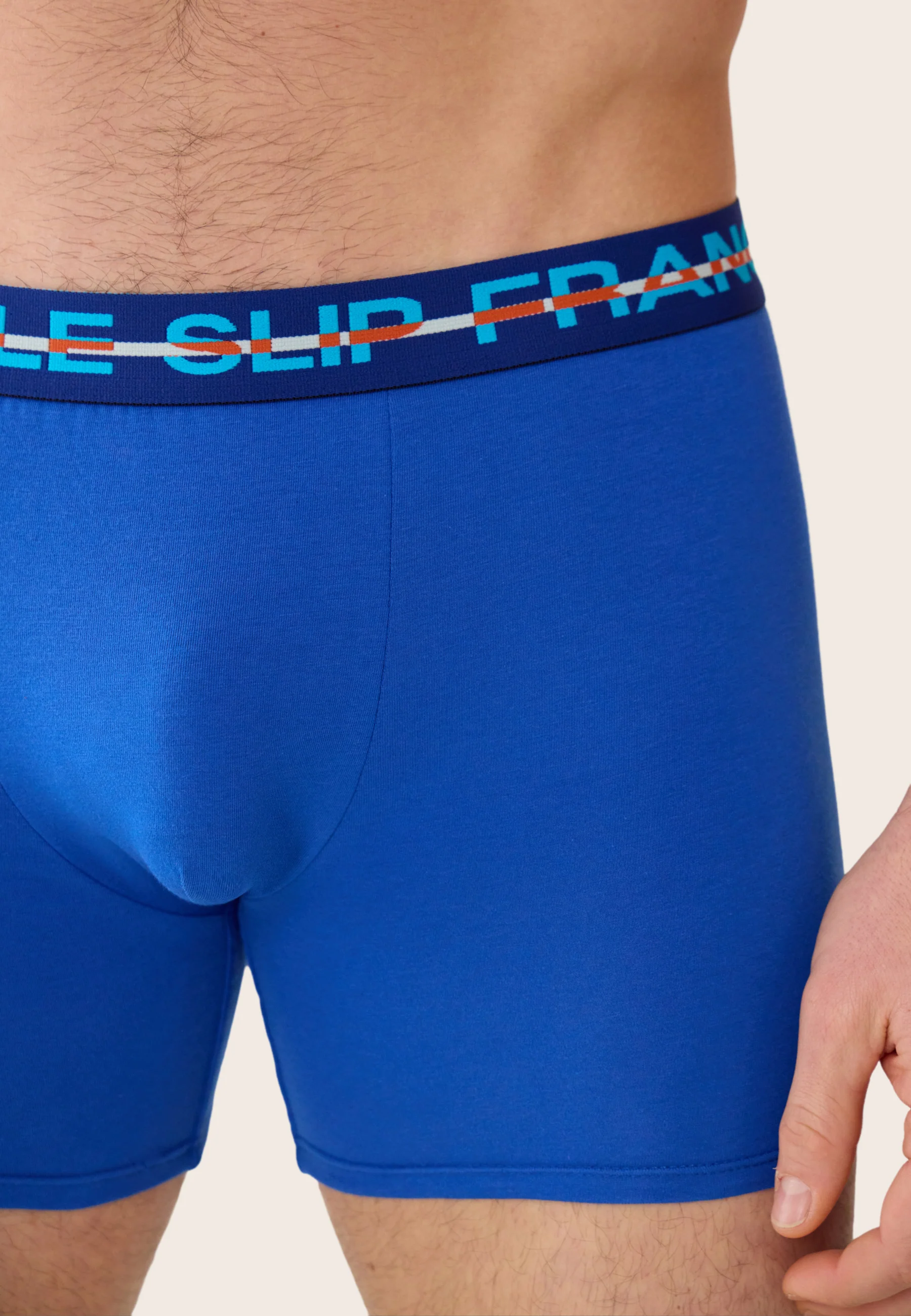 Boxer long bleu en coton - Redoutable Long Bleu Nautique - Image 4