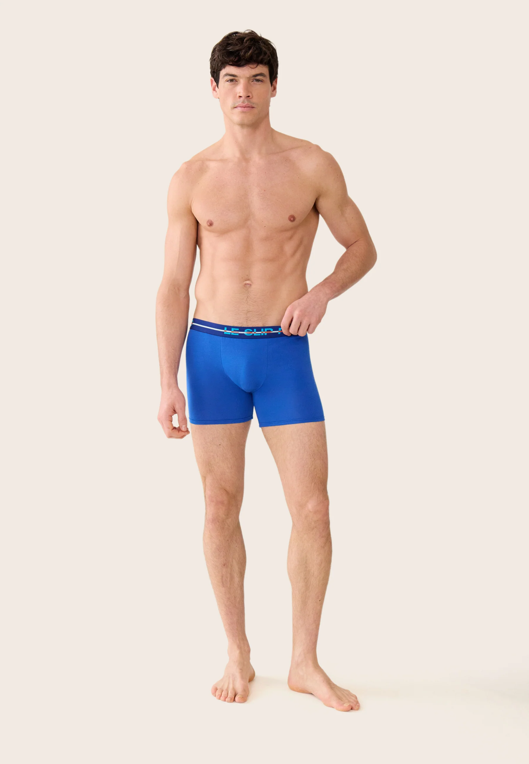 Boxer long bleu en coton - Redoutable Long Bleu Nautique - Image 5