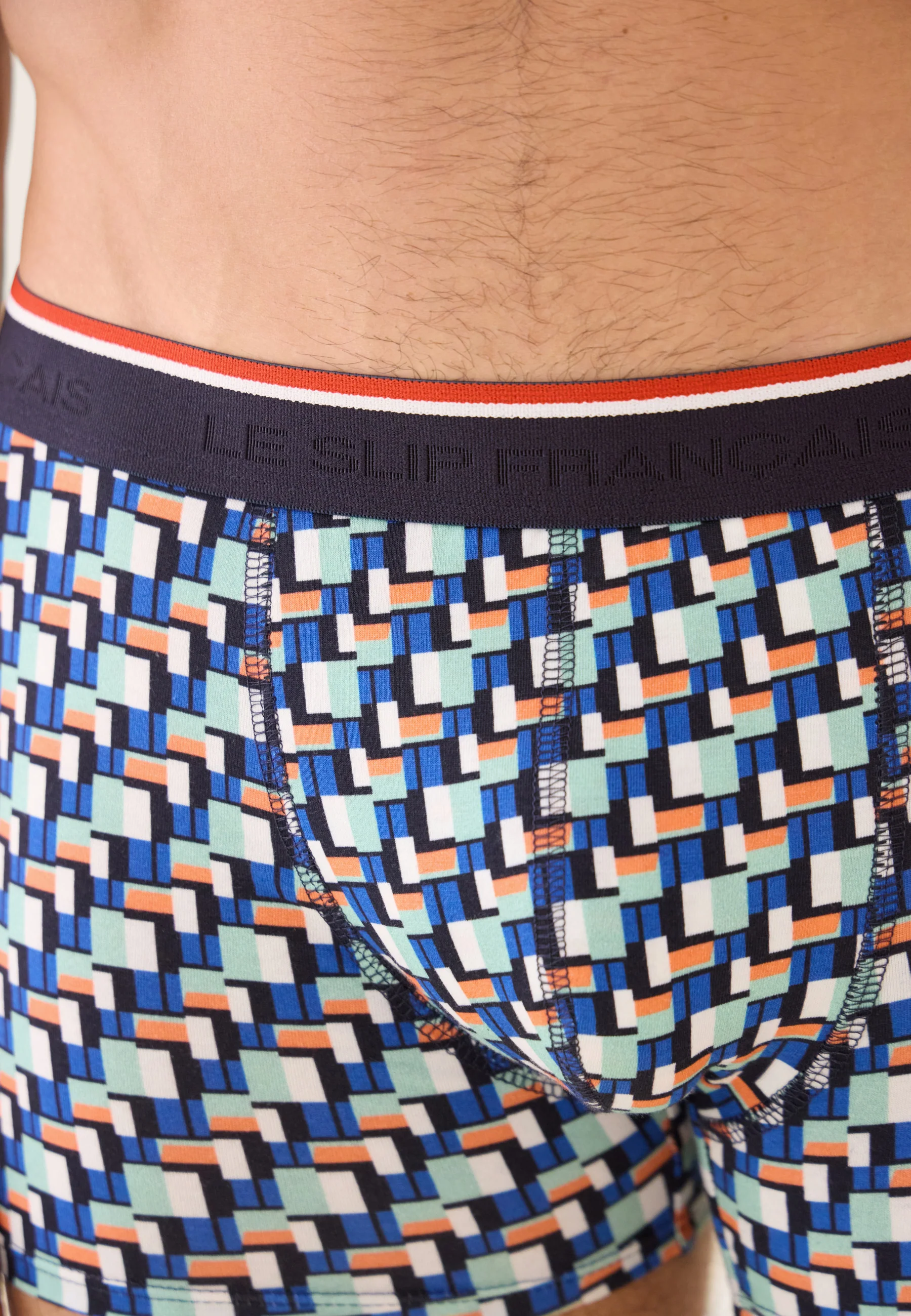 Boxer vert à motif corbusier en coton - Marius Corbusier Vert Azur - Image 4