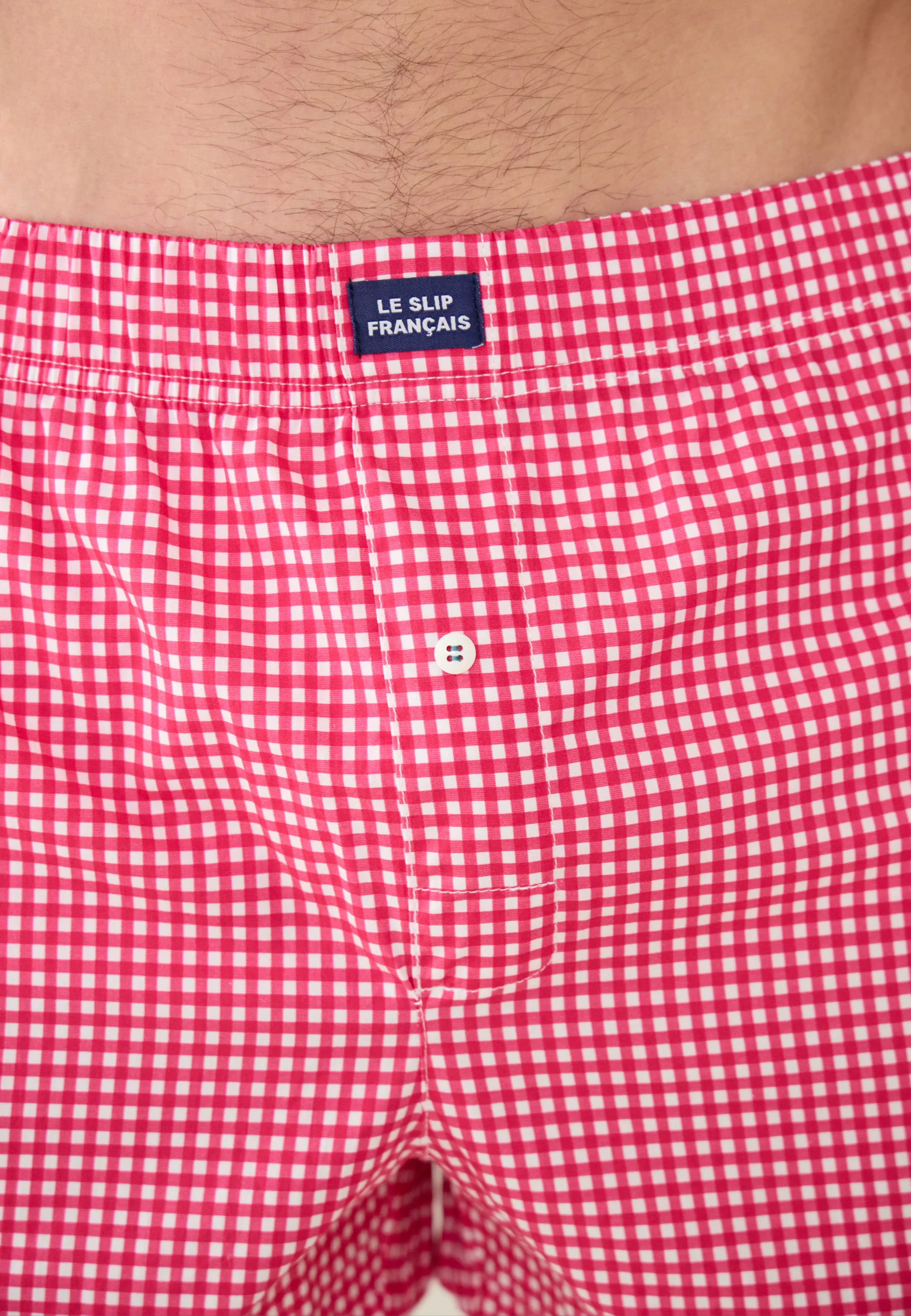 Caleçon à carreaux rose en coton - Jacques Vichy Rose Cerise - Image 4