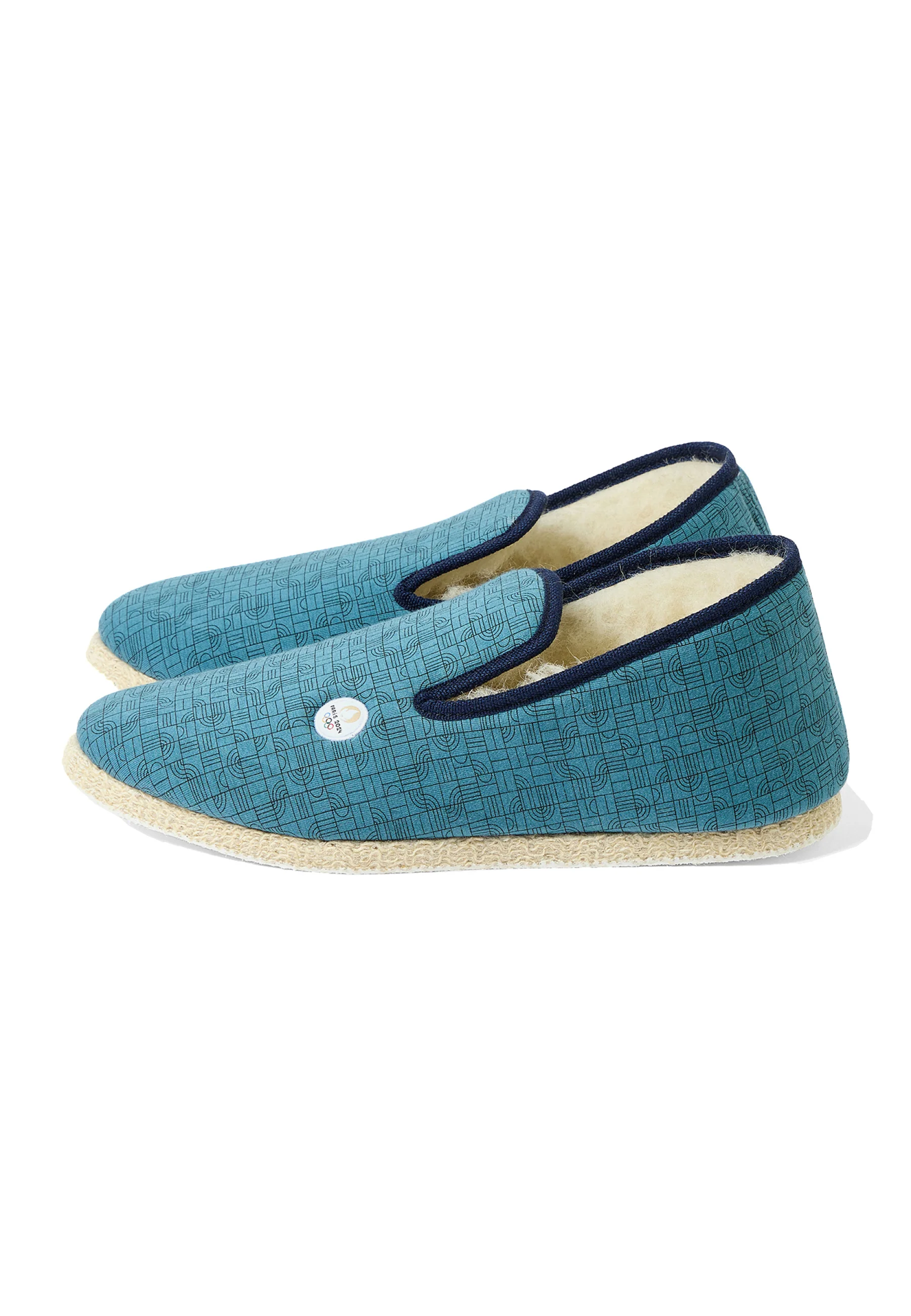 Chaussons d'intérieur en laine - Charentaise imprimé Athlète - Image 3