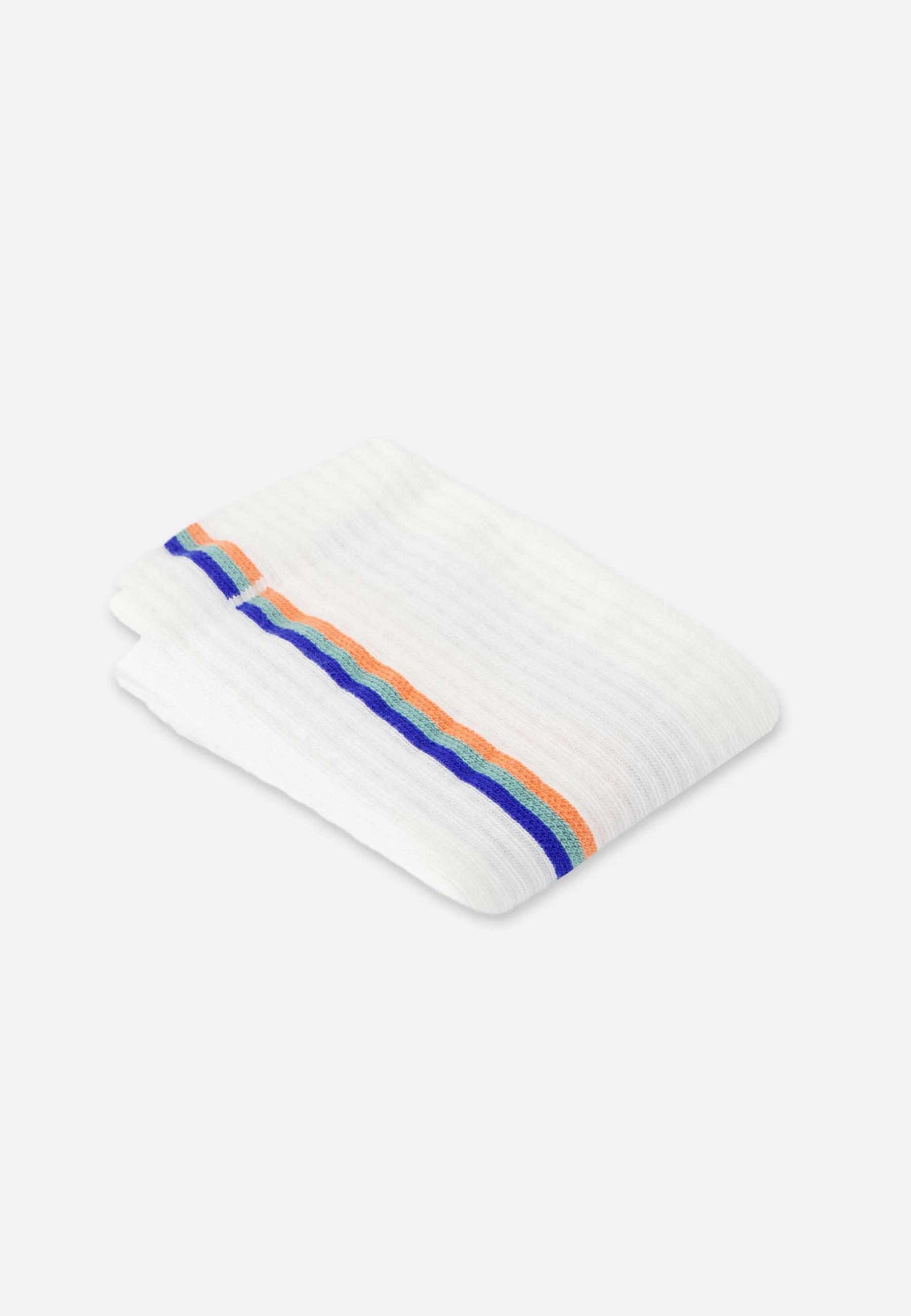 Chaussettes de sport mi-hautes rayées bleu, vert et orange - Wilfried Lignes Bleu Nautique Vert Azur Orange Corail - Image 5