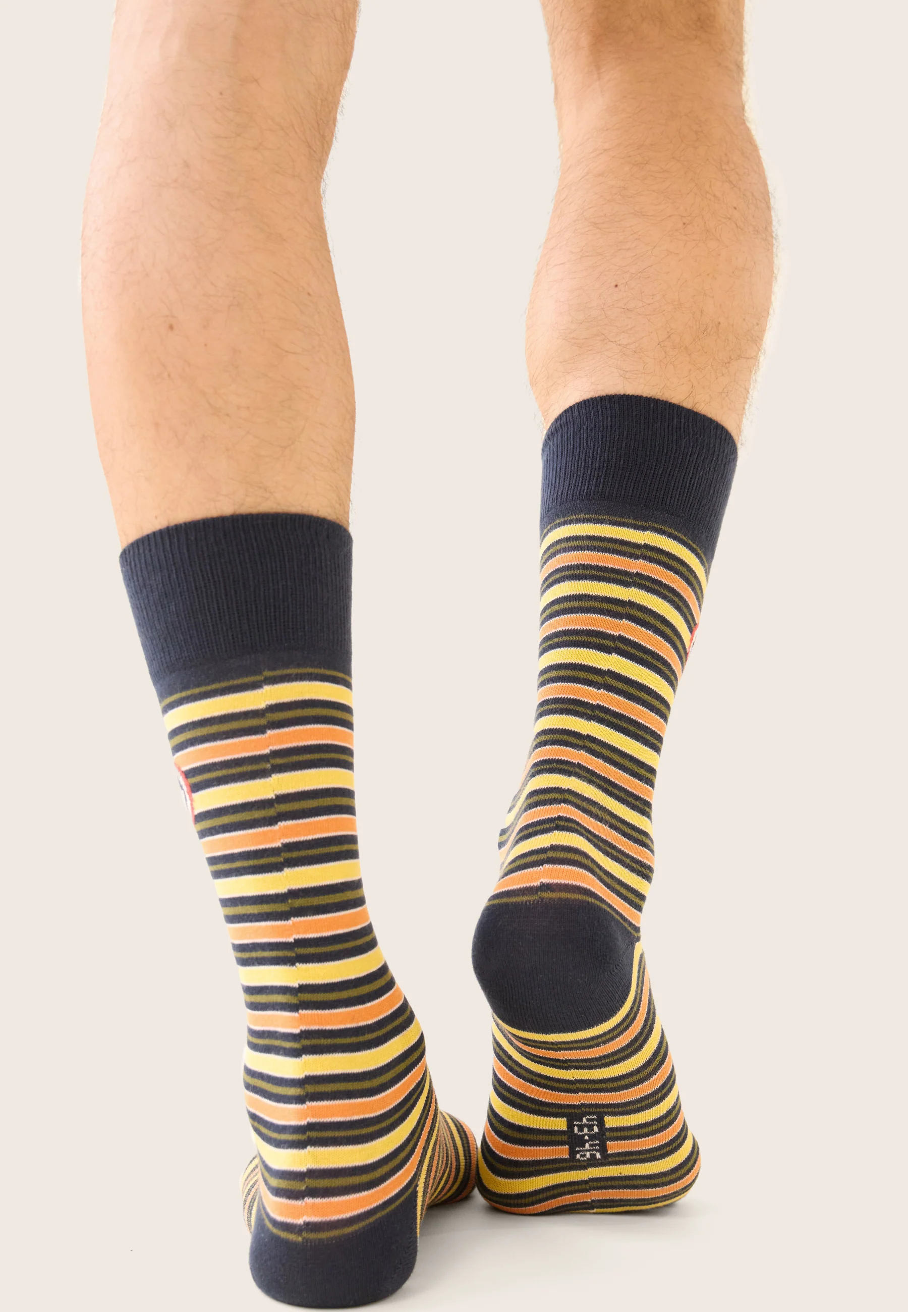 Chaussettes mi-hautes kaki à rayures matelas - Lucas Rayure Matelas Kaki Veronese - Image 3