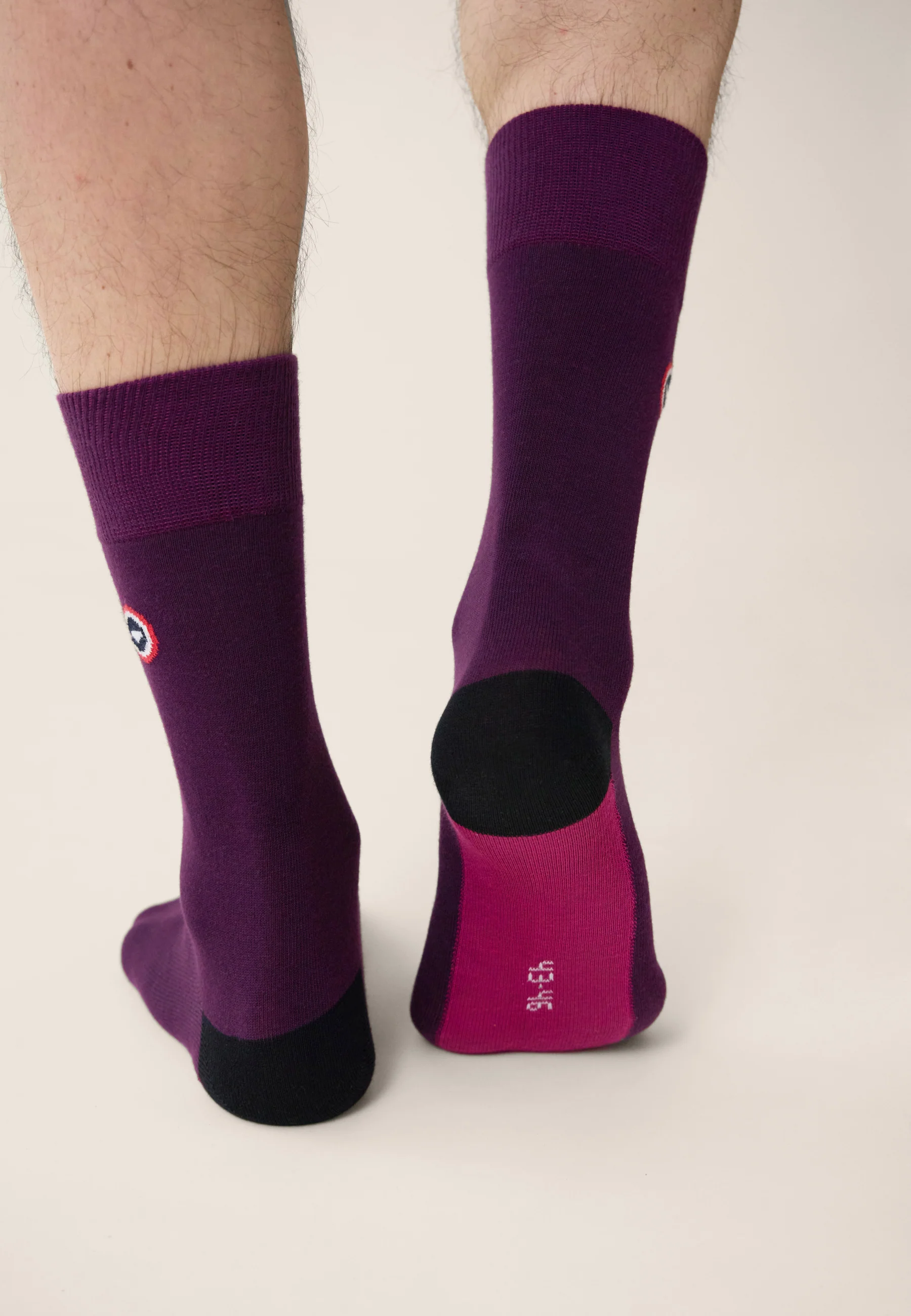Chaussettes mi-hautes prune fantaisie - Lucas Demi Bloc Prune - Image 3
