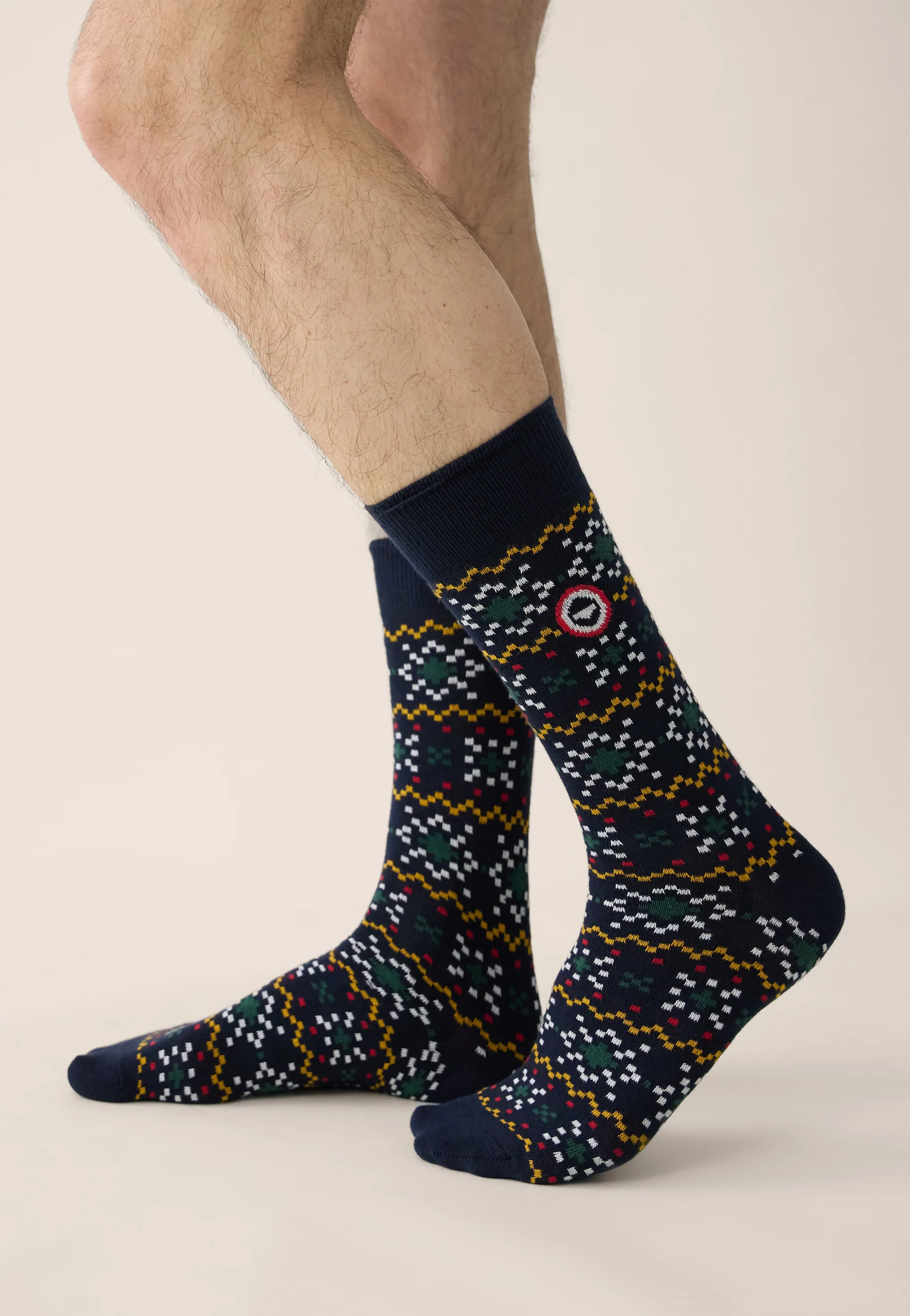 Chaussettes mi-hautes vert sapin flocon fantaisie - Lucas Flocon Vert Sapin - Image 2