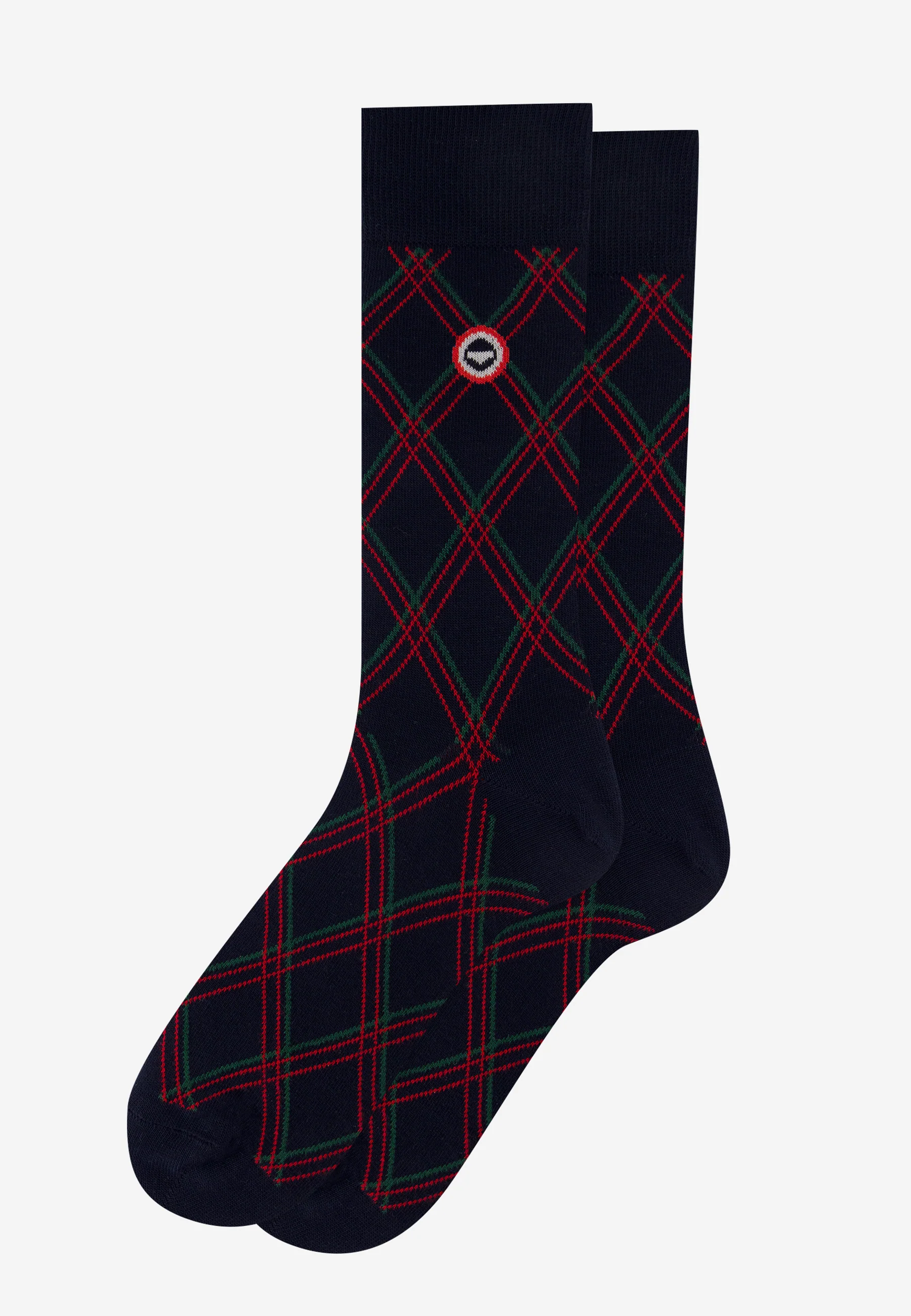 Chaussettes mi-hautes vert sapin à carreaux fantaisie - Lucas Carreaux Vert Sapin