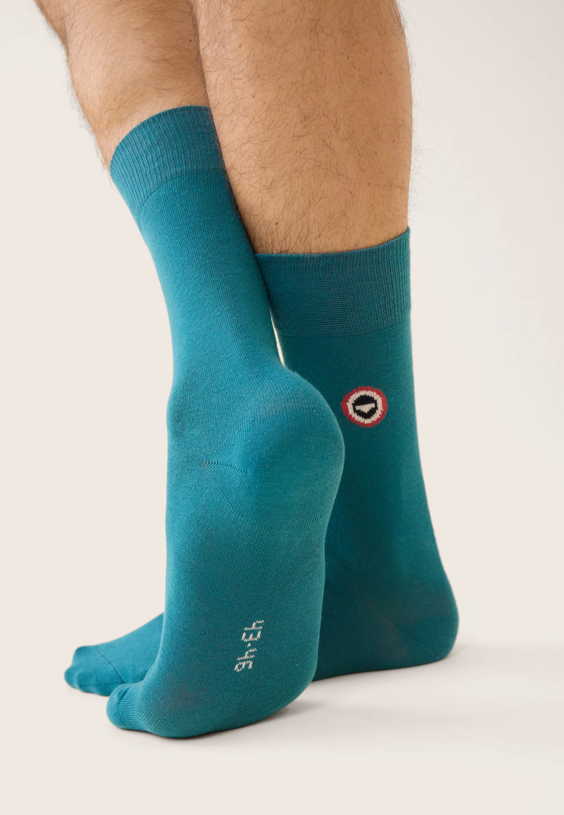 Chaussettes mi-hautes unies bleu - Robuste Bleu Canard - Image 4