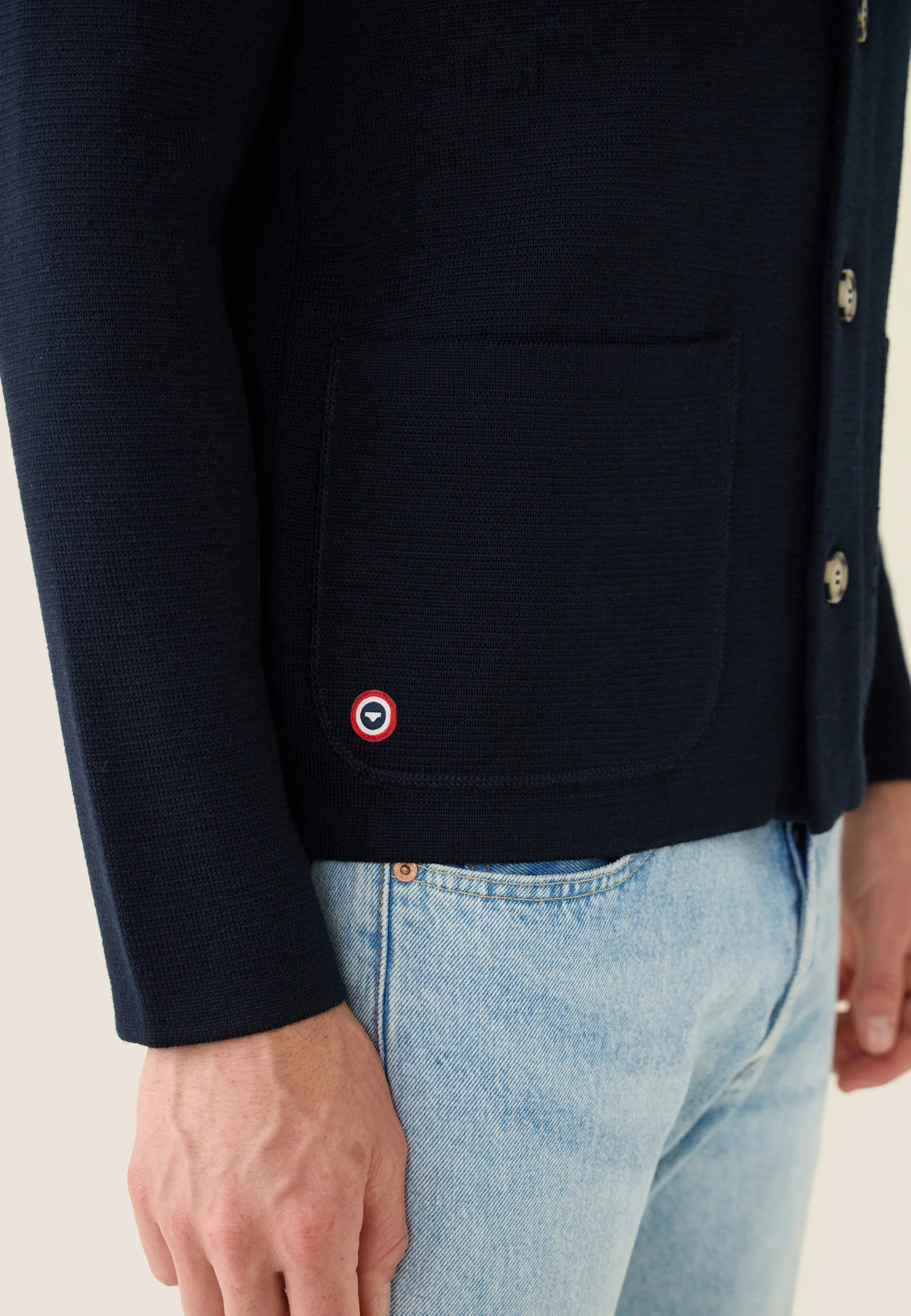 Gilet homme en maille bleu marine - Eloi Marine - Image 3