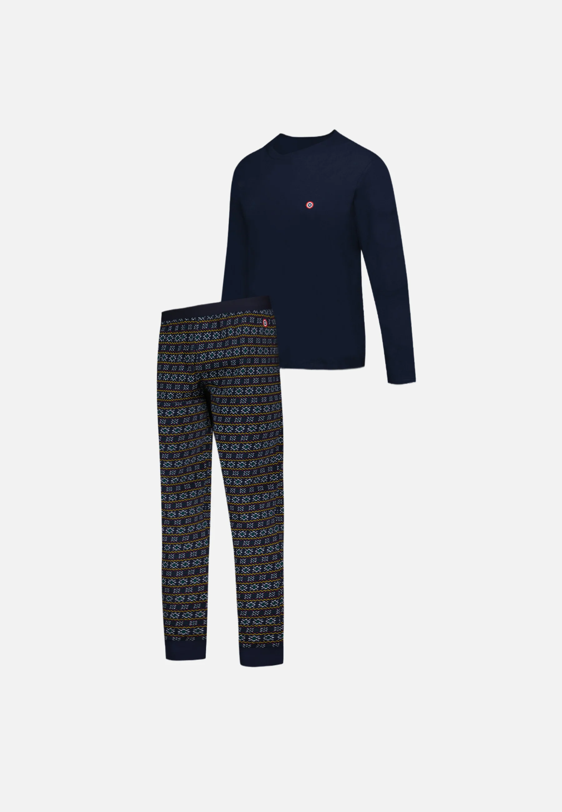 Ensemble pyjama haut bleu marine et bas fantaisie en coton - Pyjama Manuel Haut Manches Longues Uni Marine Et Bas Long Fantaisie - Image 6