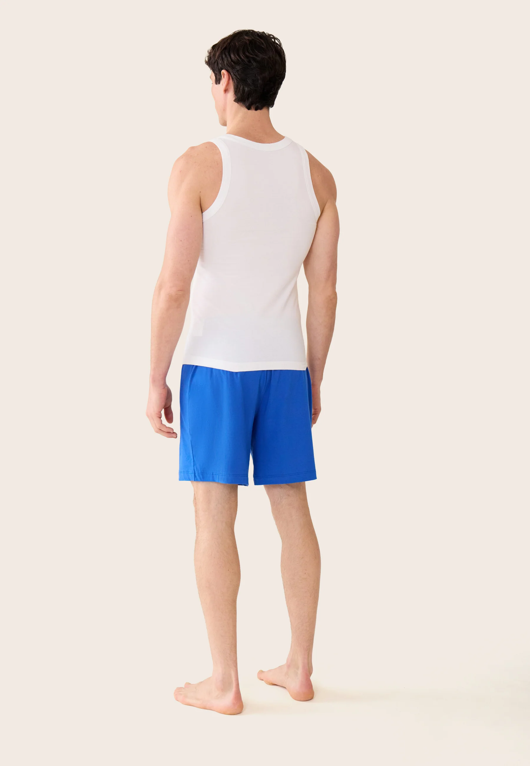 Ensemble pyjama débardeur et short en coton - Pyjama haut sans manches Fulminant blanc et bas de pyjama court Invincible bleu nautique - Image 3