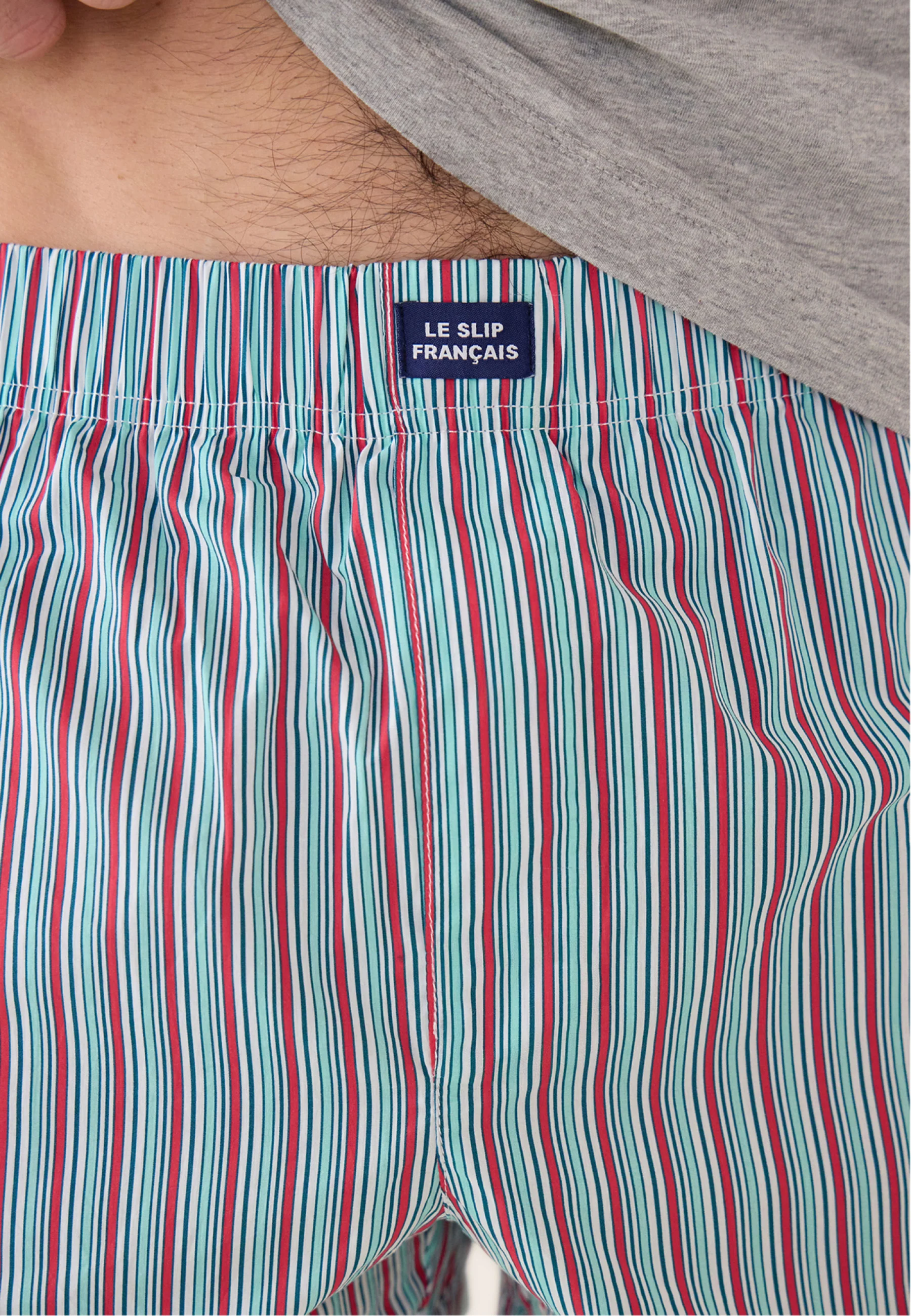 Ensemble pyjama débardeur et short en coton - Pyjama haut sans manches Fulminant gris et bas de pyjama court Jacquot Rayures Matelas Rose Cerise - Image 3