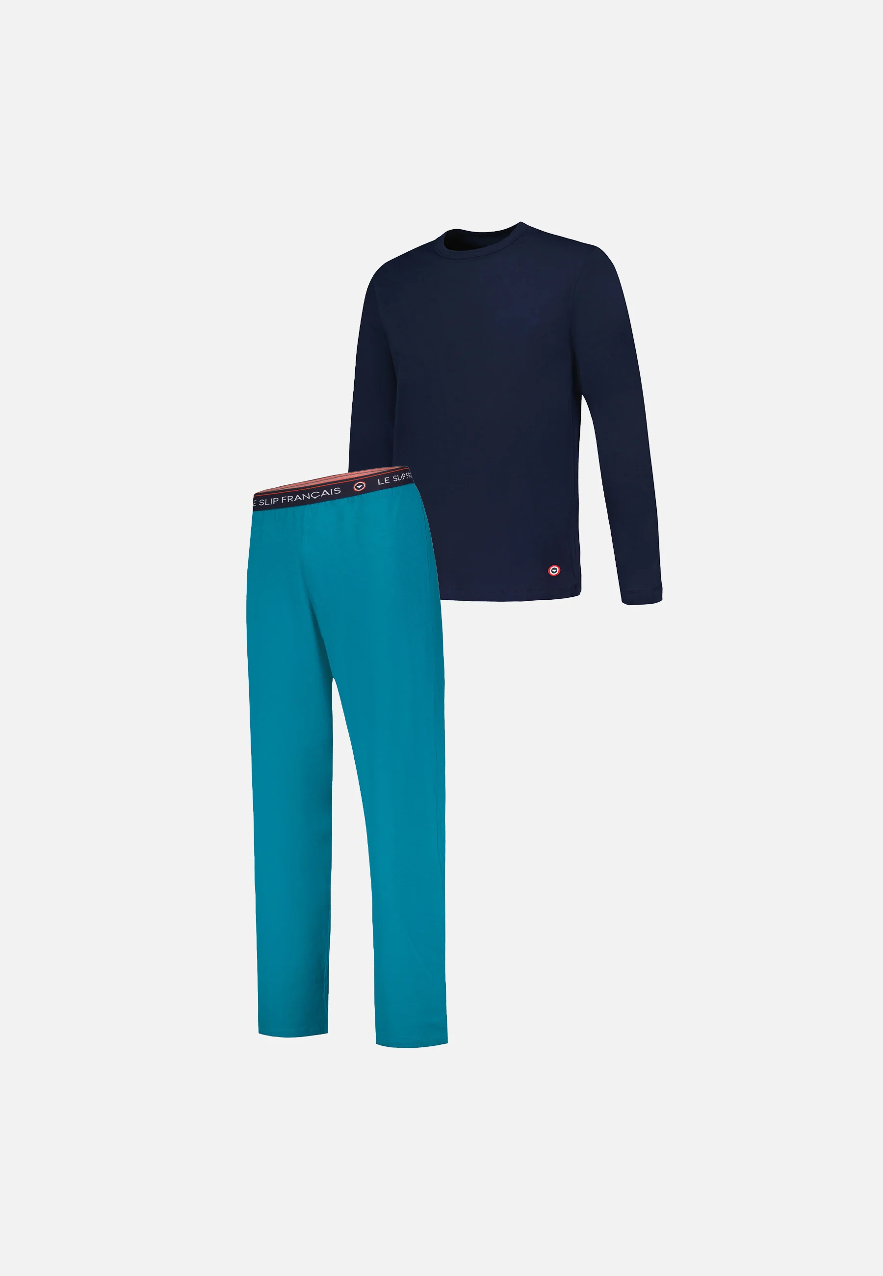 Ensemble pyjama haut marine et pantalon bleu en coton - Pyjama haut manches longues superbe Marine et bas de pyjama long indomptable Topaz - Image 4