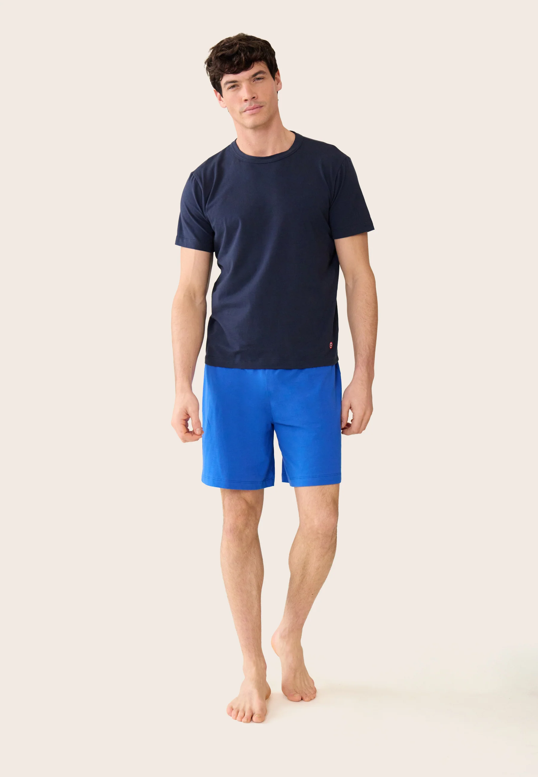 Ensemble pyjama haut et short en coton - Pyjama haut manches courtes formidable Marine et bas de pyjama court invincible Bleu Nautique - Image 3