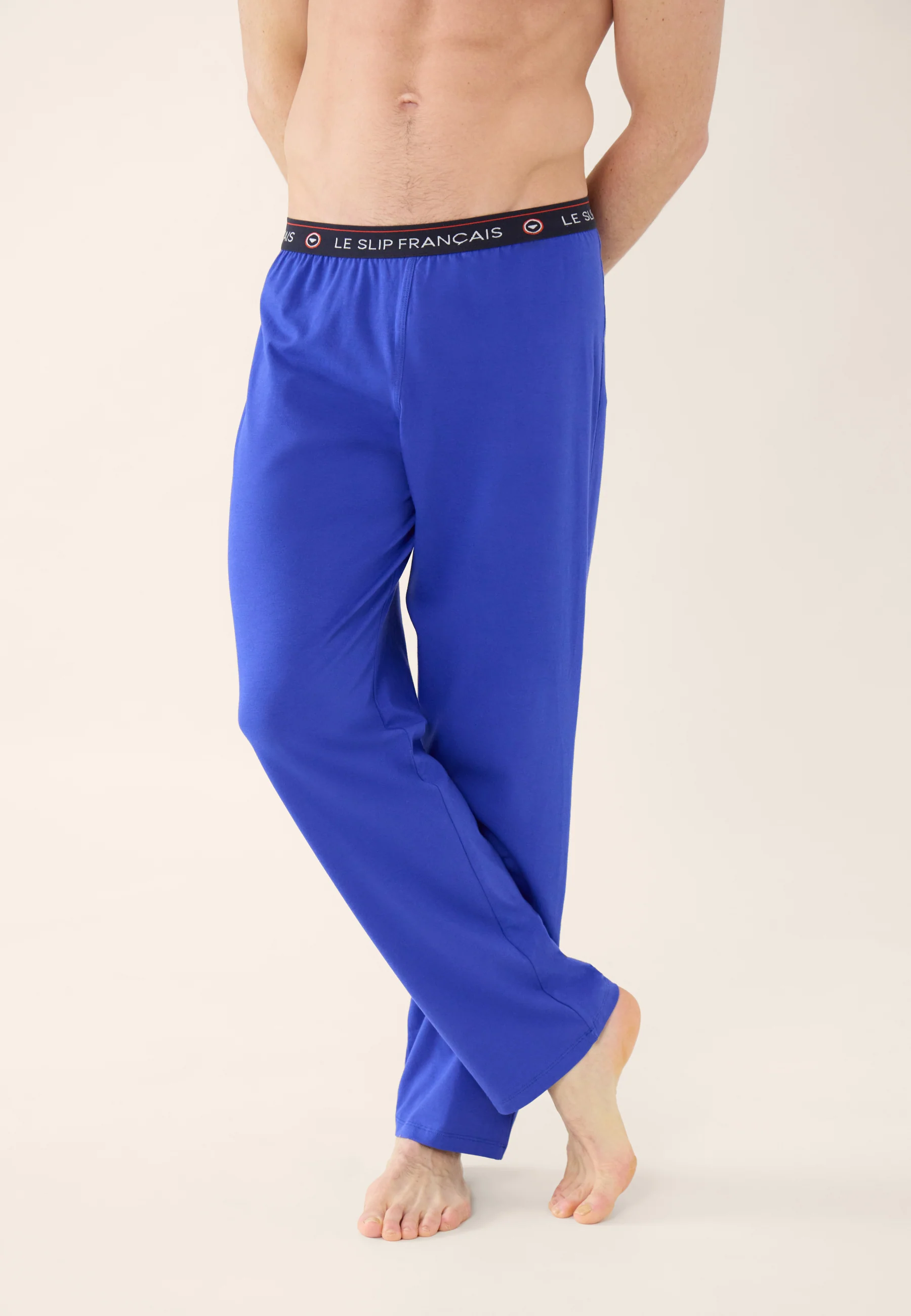 Bas de pyjama long homme bleu en coton - Indomptable Bleu Eblouissant - Image 4