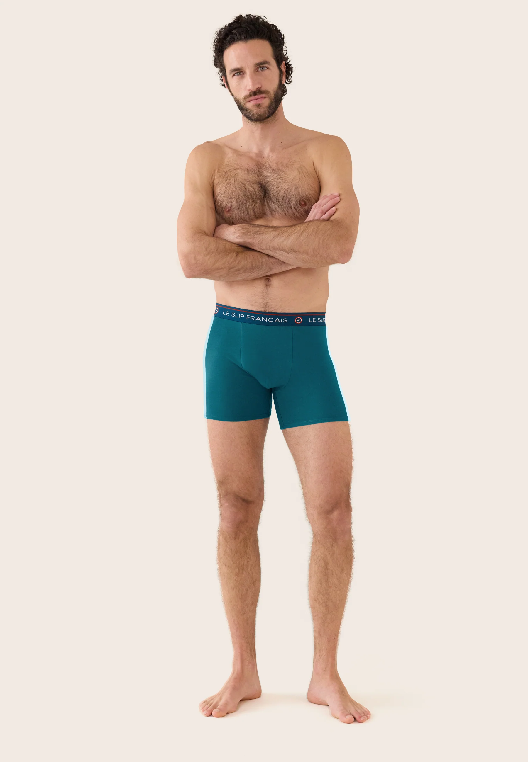 Lot de 2 boxers longs en coton - Boxers Longs Marine Bleu Canard - Image 3