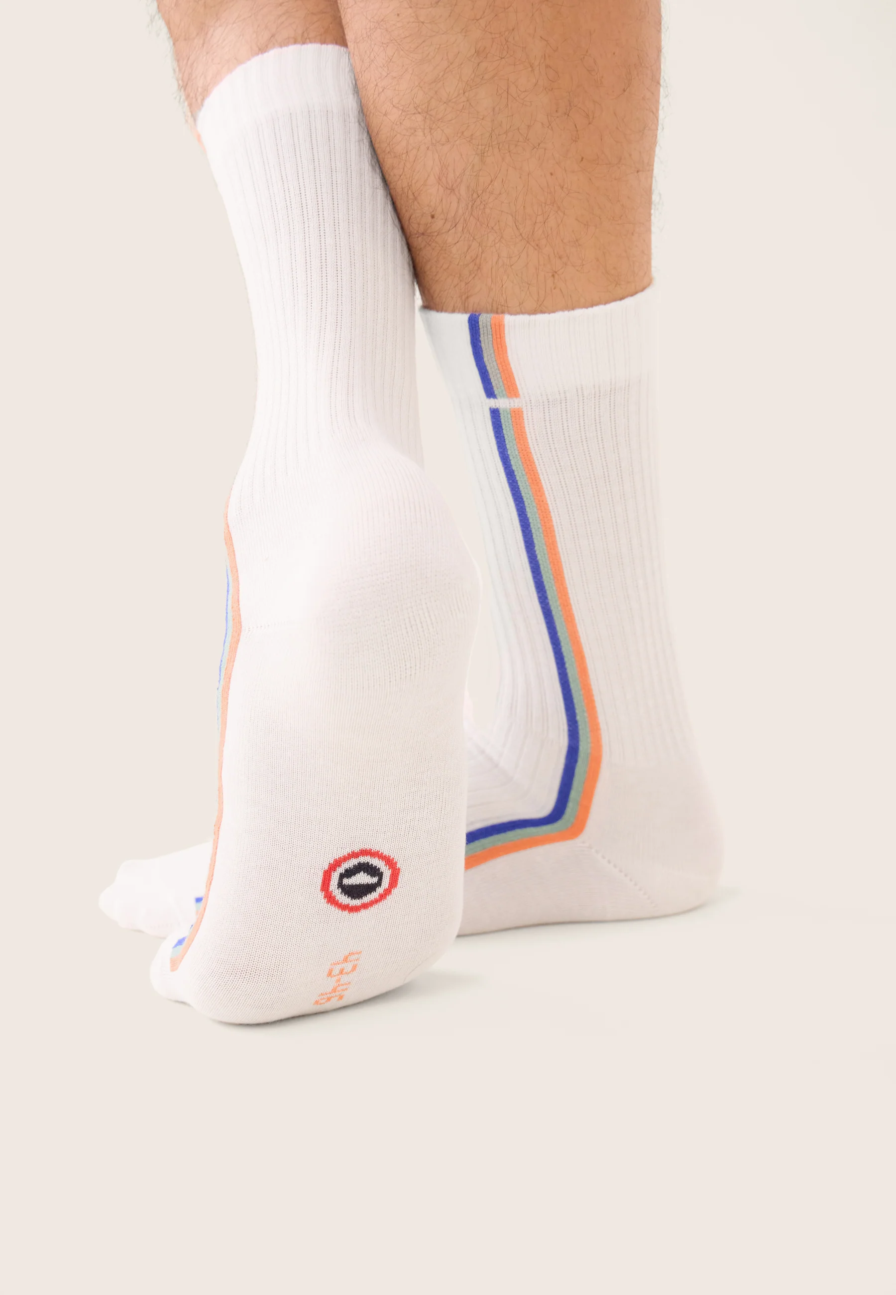 Lot de 2 chaussettes de sport mi-hautes rayées - Chaussettes Fantaisies Bleu Nautique Vert Azur - Image 4