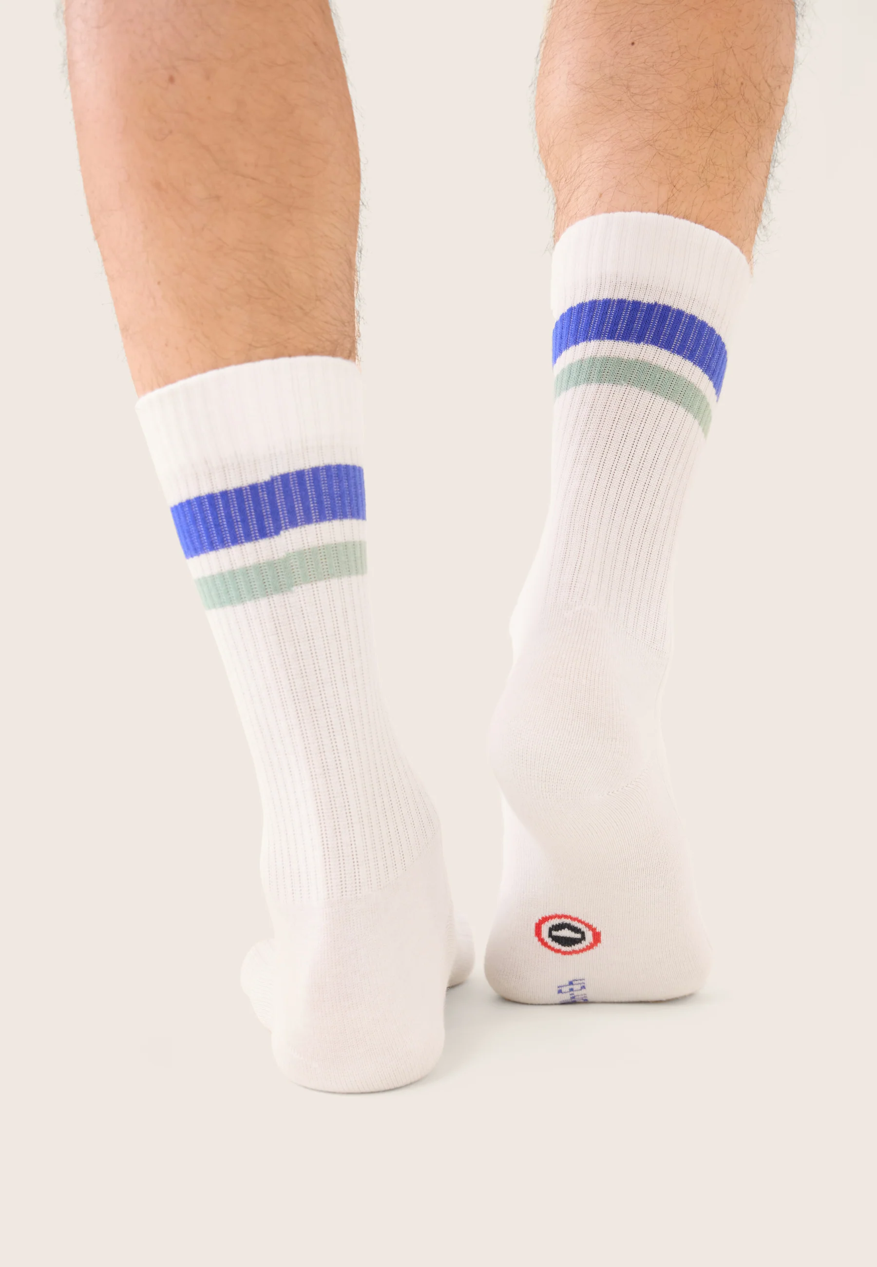 Lot de 2 chaussettes de sport mi-hautes rayées - Chaussettes Fantaisies Bleu Nautique Vert Azur - Image 7