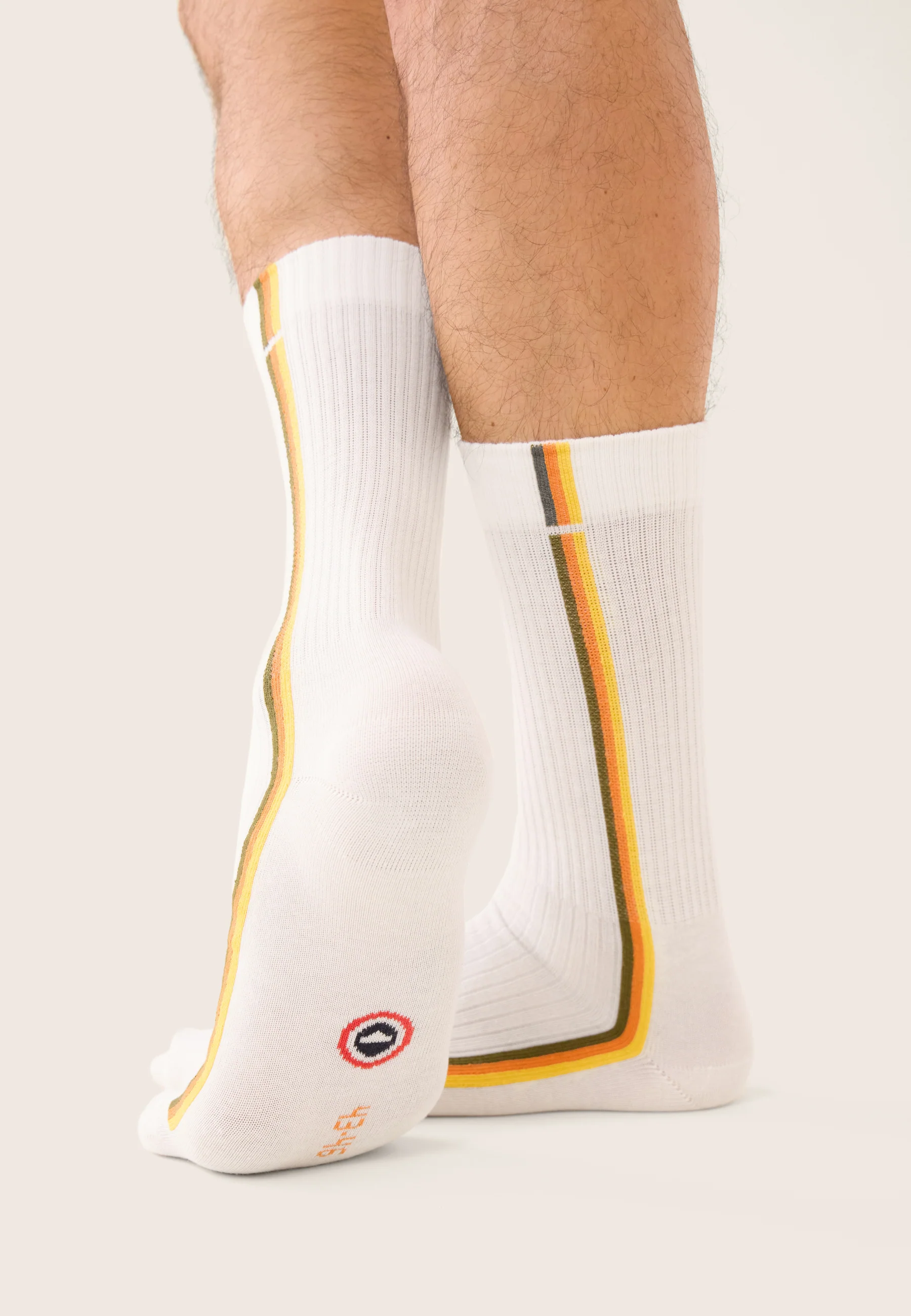 Lot de 2 chaussettes mi-hautes en coton - Chaussettes Lignes Kaki Veronese Bloc Jaune Citron - Image 4