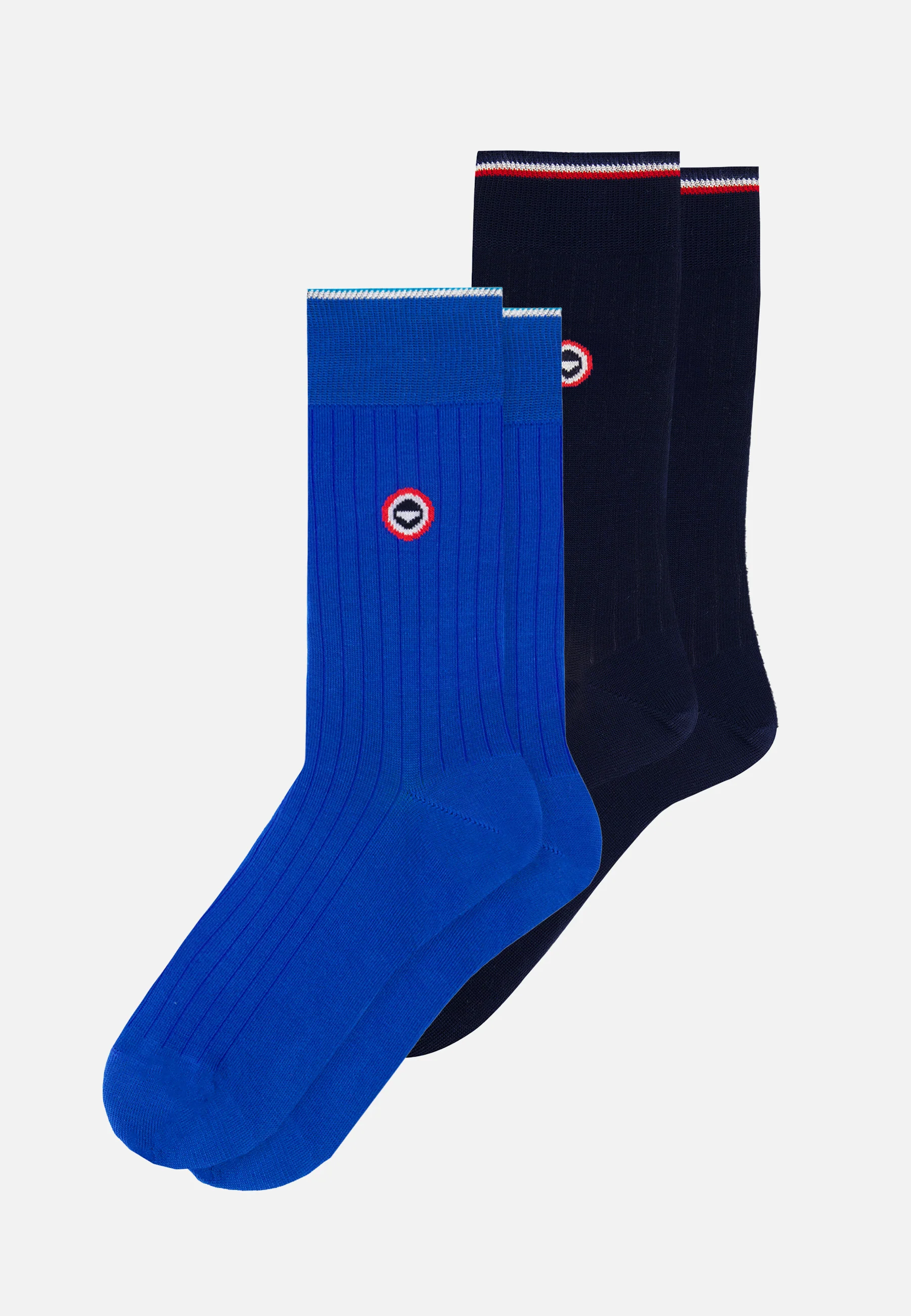 Lot de 2 chaussettes mi-hautes en fil d'Écosse - Chaussettes Marine Bleu Nautique