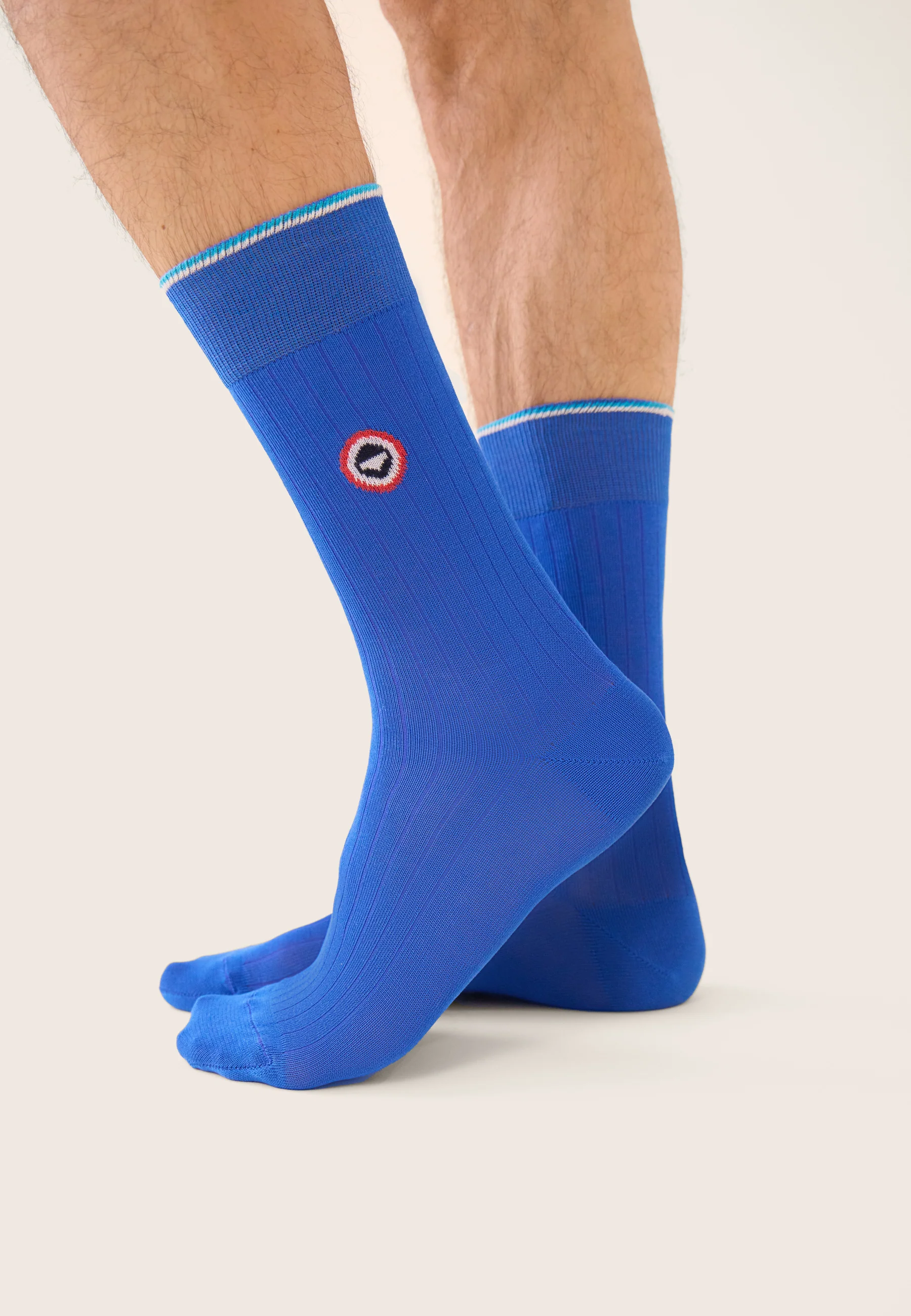 Lot de 2 chaussettes mi-hautes en fil d'Écosse - Chaussettes Marine Bleu Nautique - Image 2