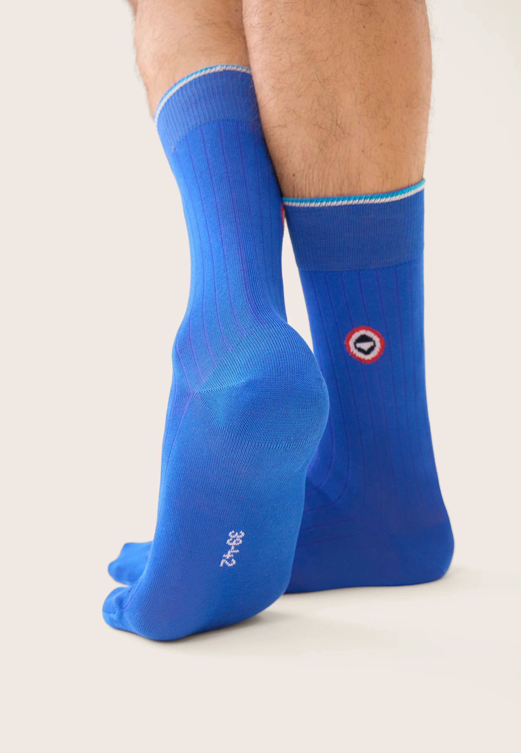 Lot de 2 chaussettes mi-hautes en fil d'Écosse - Chaussettes Marine Bleu Nautique - Image 4