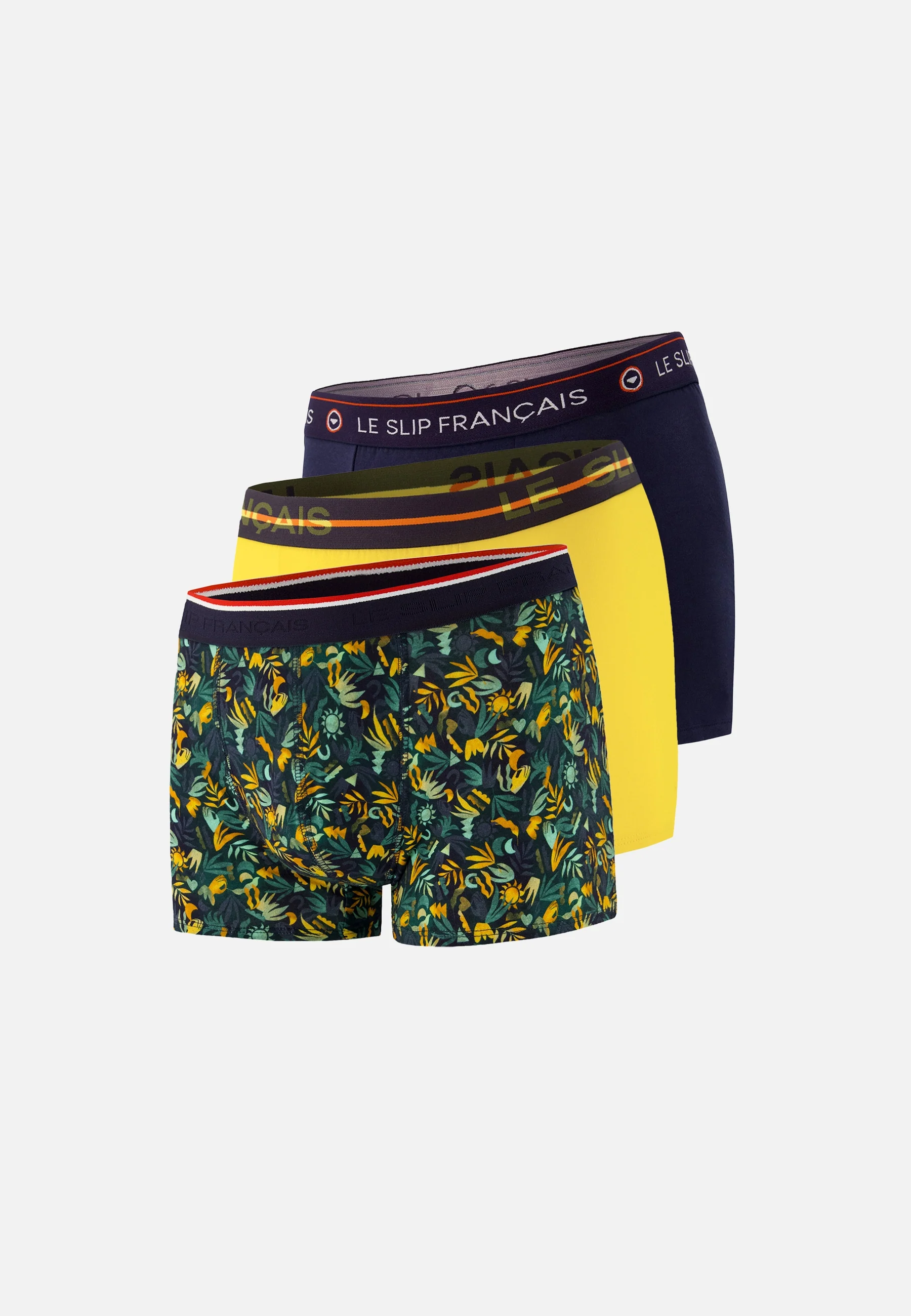 Lot de 3 boxers en coton - Boxers Jungle Kaki Veronese Jaune Citron Marine