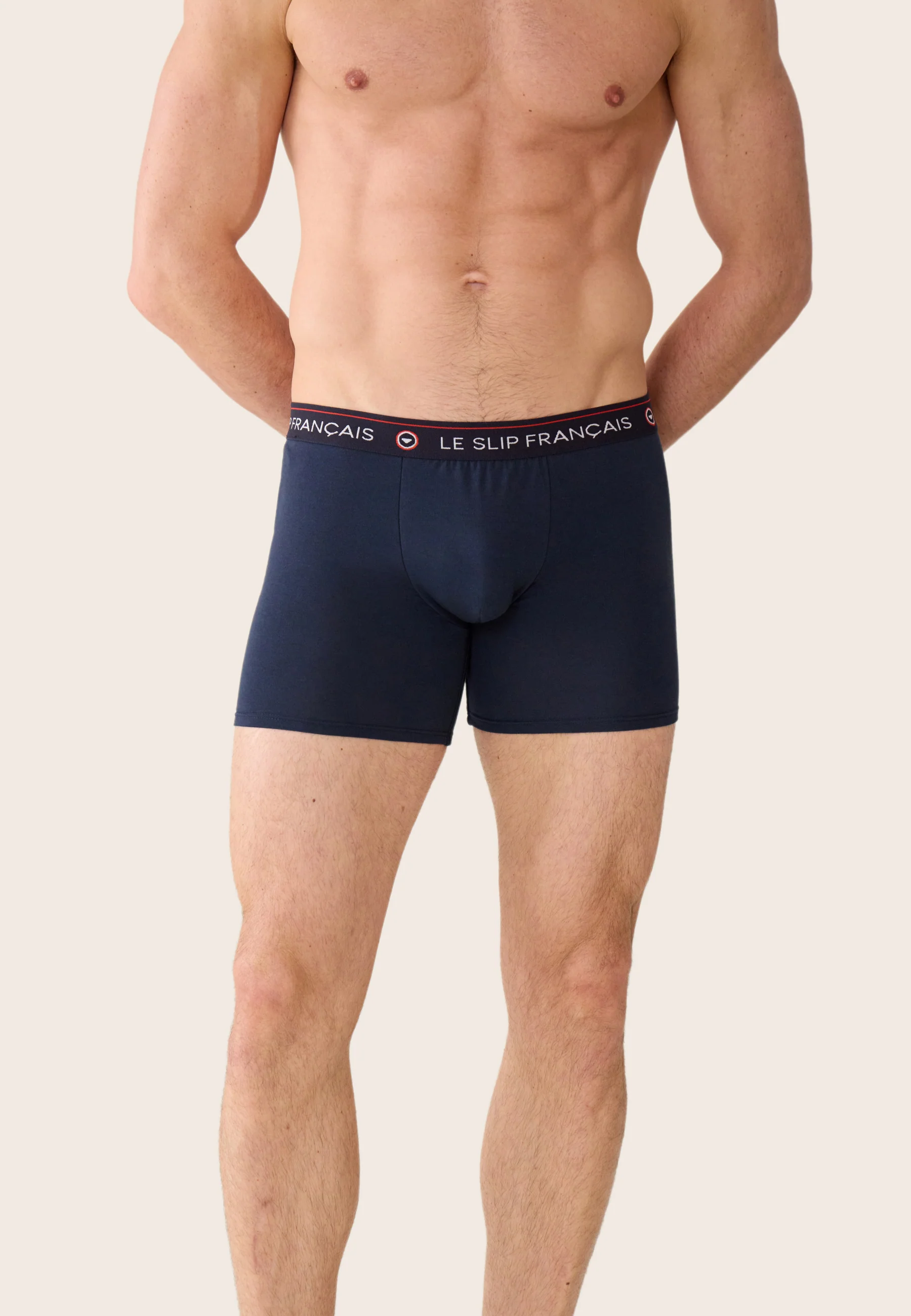 Lot de 3 boxers long en coton - Boxers Longs Marine Bleu Nautique Indigo - Image 3