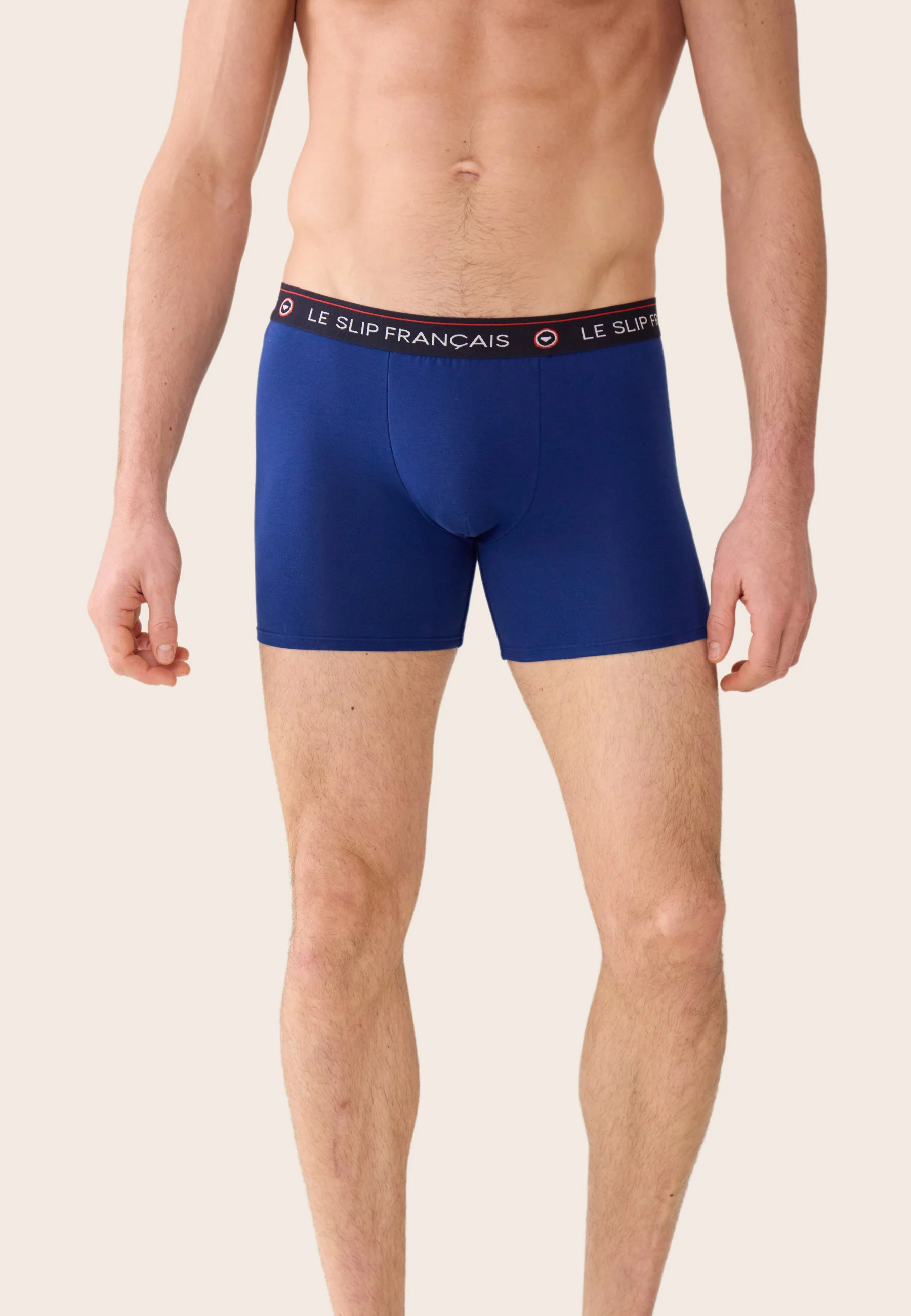 Lot de 3 boxers long en coton - Boxers Longs Marine Bleu Nautique Indigo - Image 4