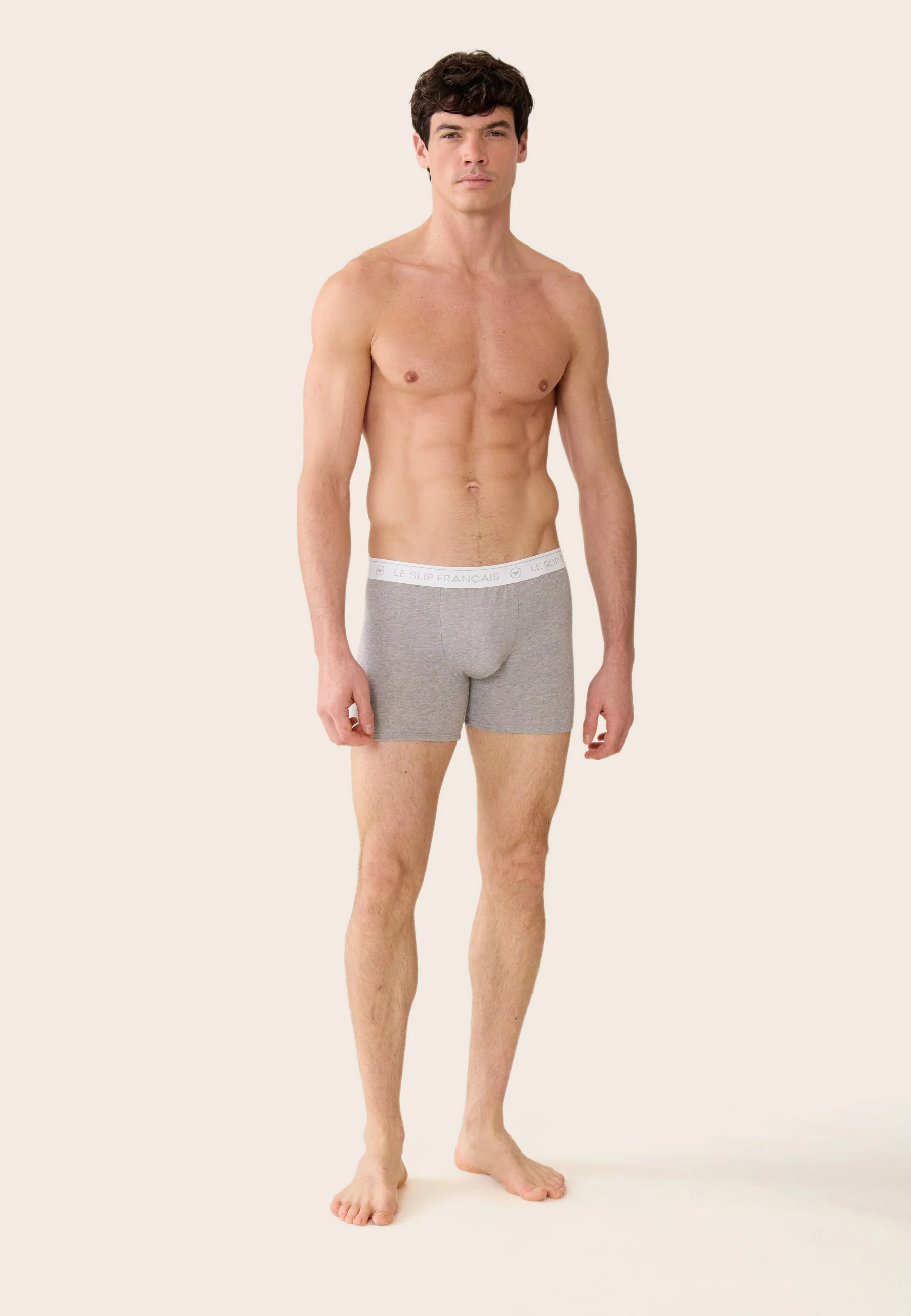 Lot de 3 boxers longs en coton - Boxers Longs Noir Kaki Veronese Gris Chiné - Image 4