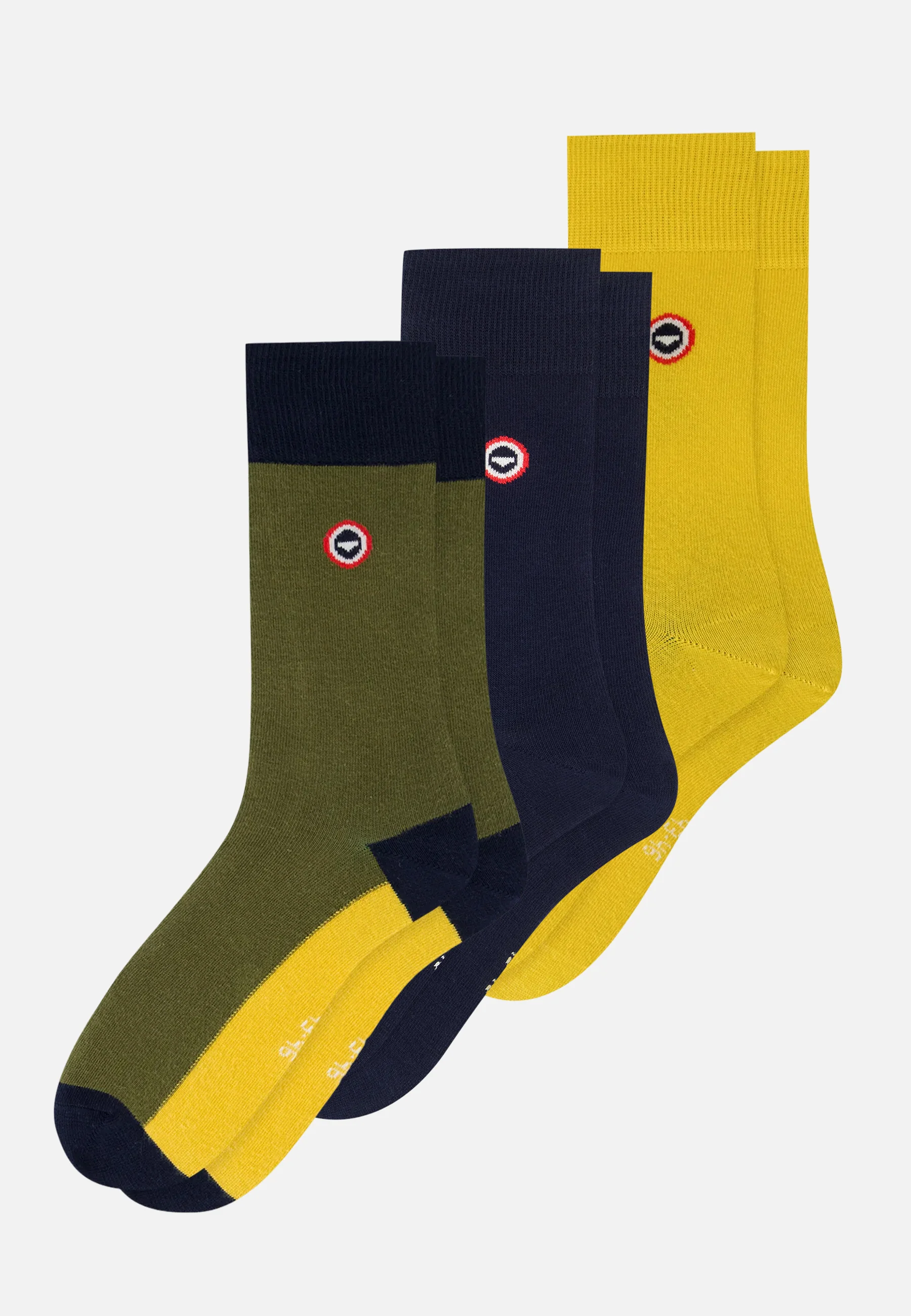 Lot de 3 chaussettes mi-hautes - Chaussettes Marine Bloc Kaki Veronese Jaune Citron